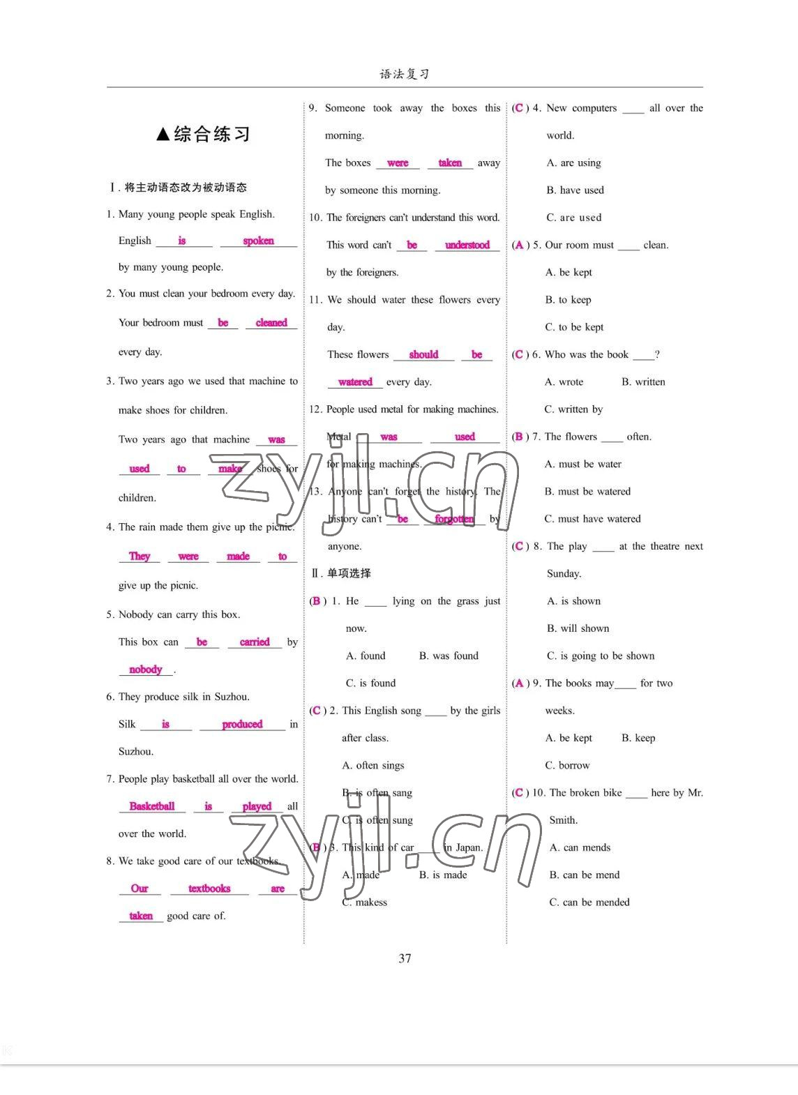 2023年考拉起飛九年級英語全一冊人教版 參考答案第37頁