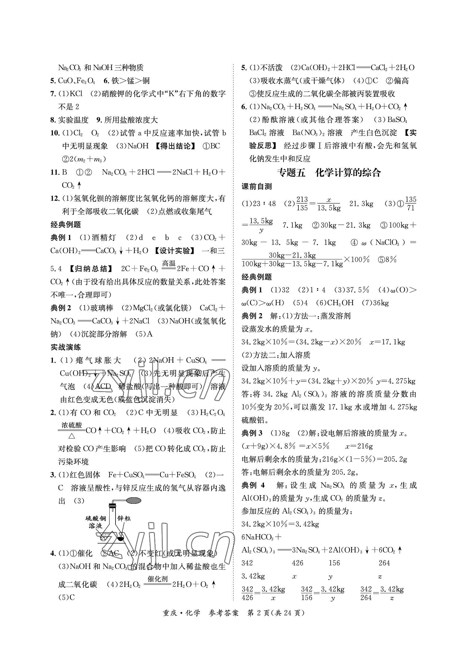 2023年學(xué)本課堂化學(xué)重慶專版 參考答案第2頁