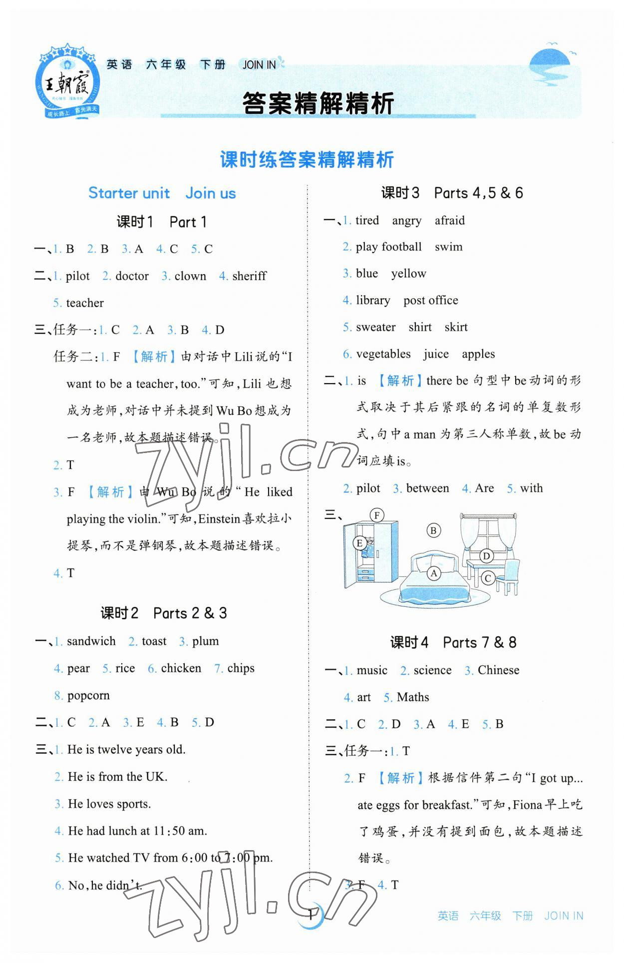 2023年王朝霞德才兼?zhèn)渥鳂I(yè)創(chuàng)新設(shè)計(jì)六年級(jí)英語(yǔ)下冊(cè)Join in 參考答案第1頁(yè)