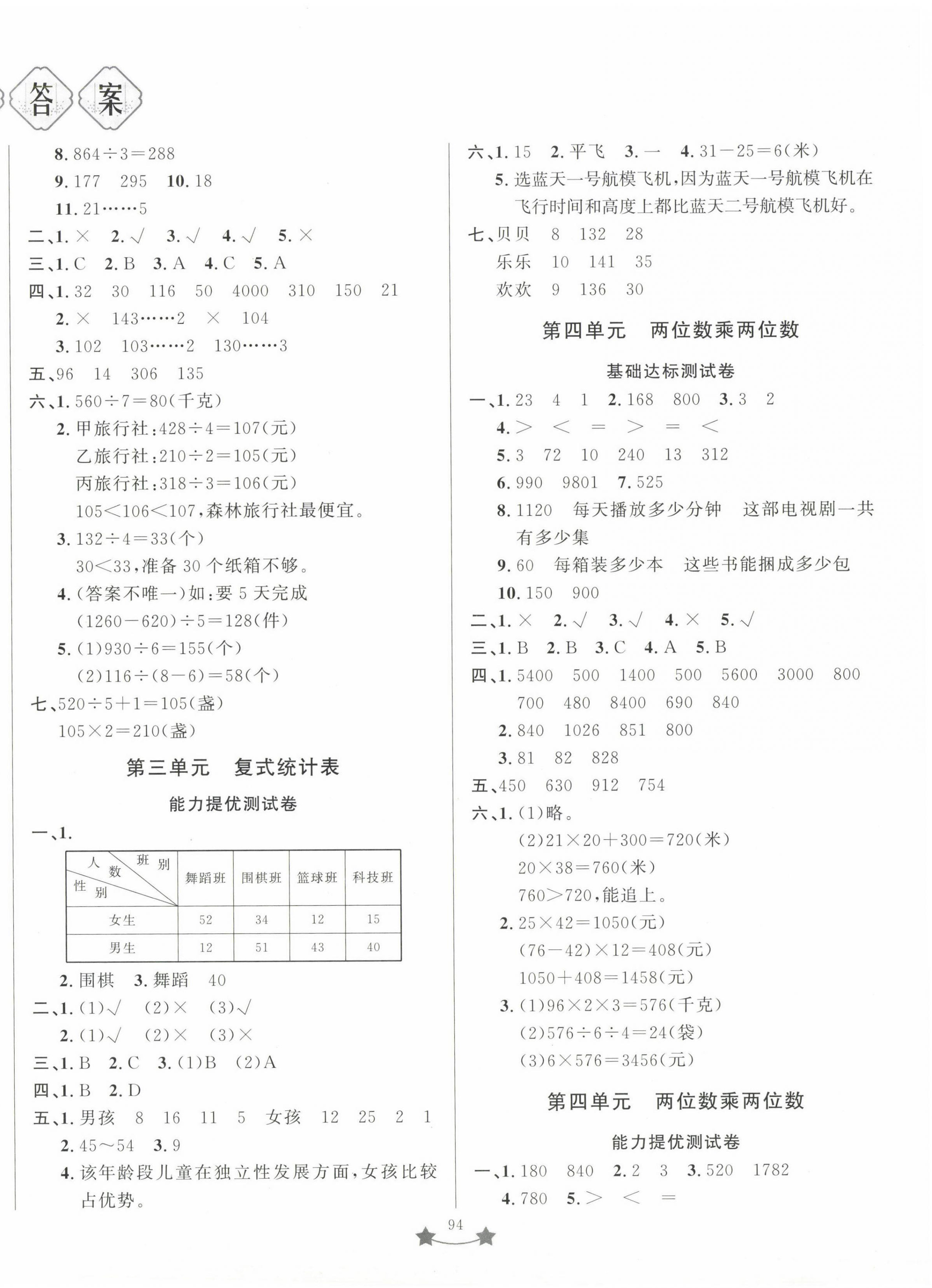 2023年單元測試卷山東文藝出版社三年級數(shù)學(xué)下冊人教版 第2頁