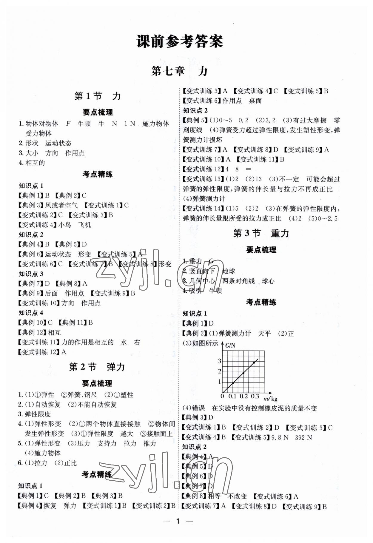 2023年考點(diǎn)專(zhuān)練八年級(jí)物理下冊(cè)人教版深圳專(zhuān)版 第1頁(yè)