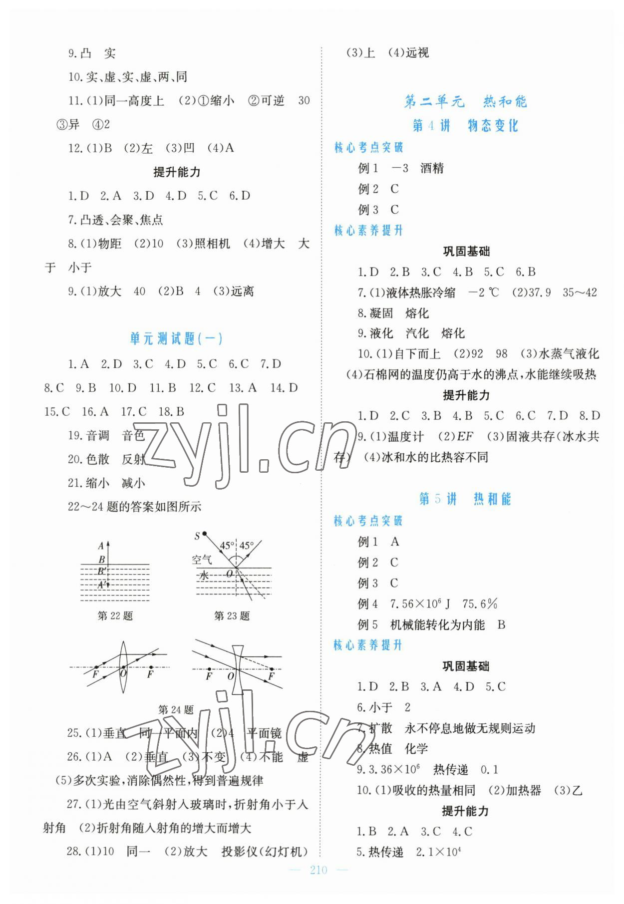 2023年新優(yōu)化設(shè)計初中總復(fù)習(xí)物理 參考答案第2頁