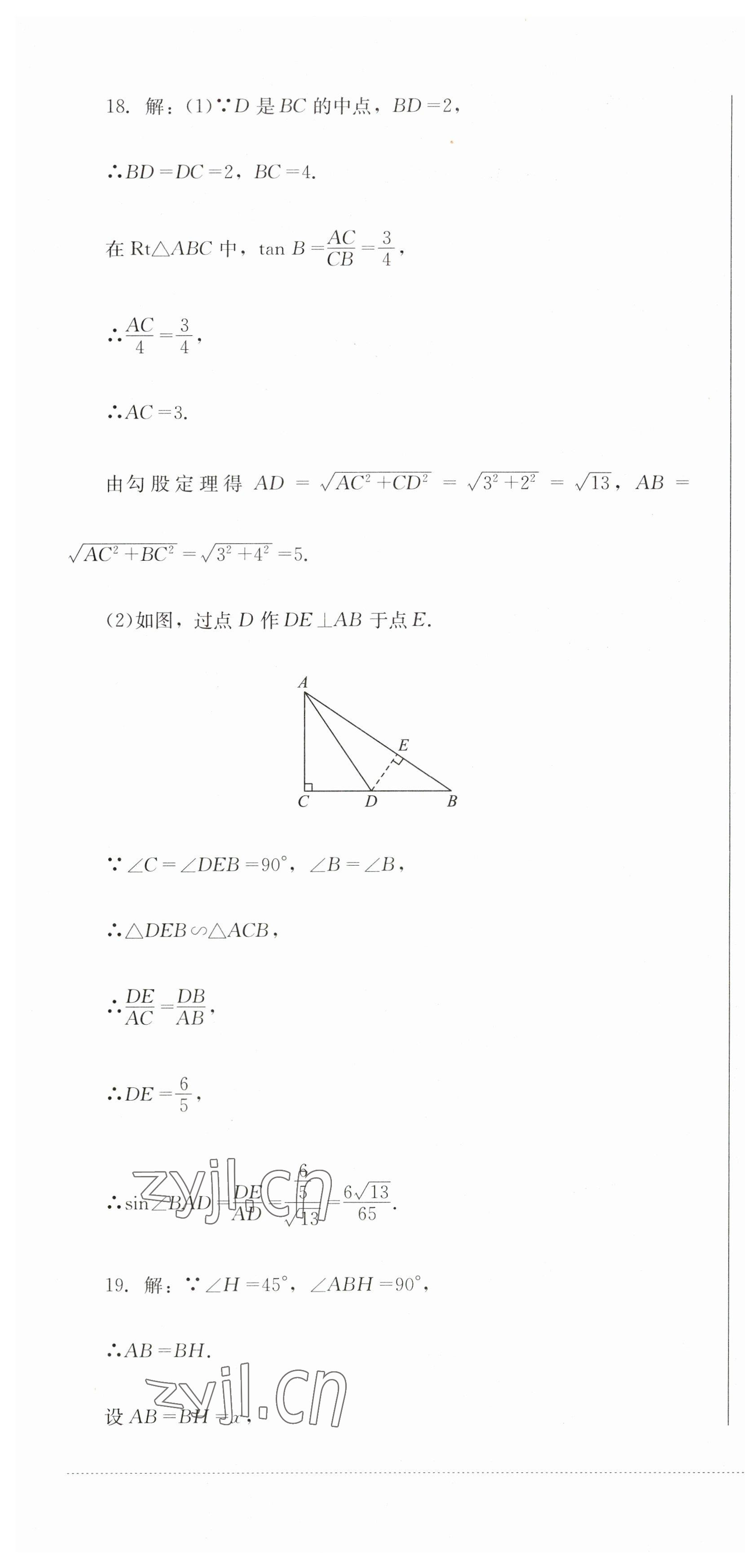 2023年學(xué)情點評四川教育出版社九年級數(shù)學(xué)下冊人教版 第10頁