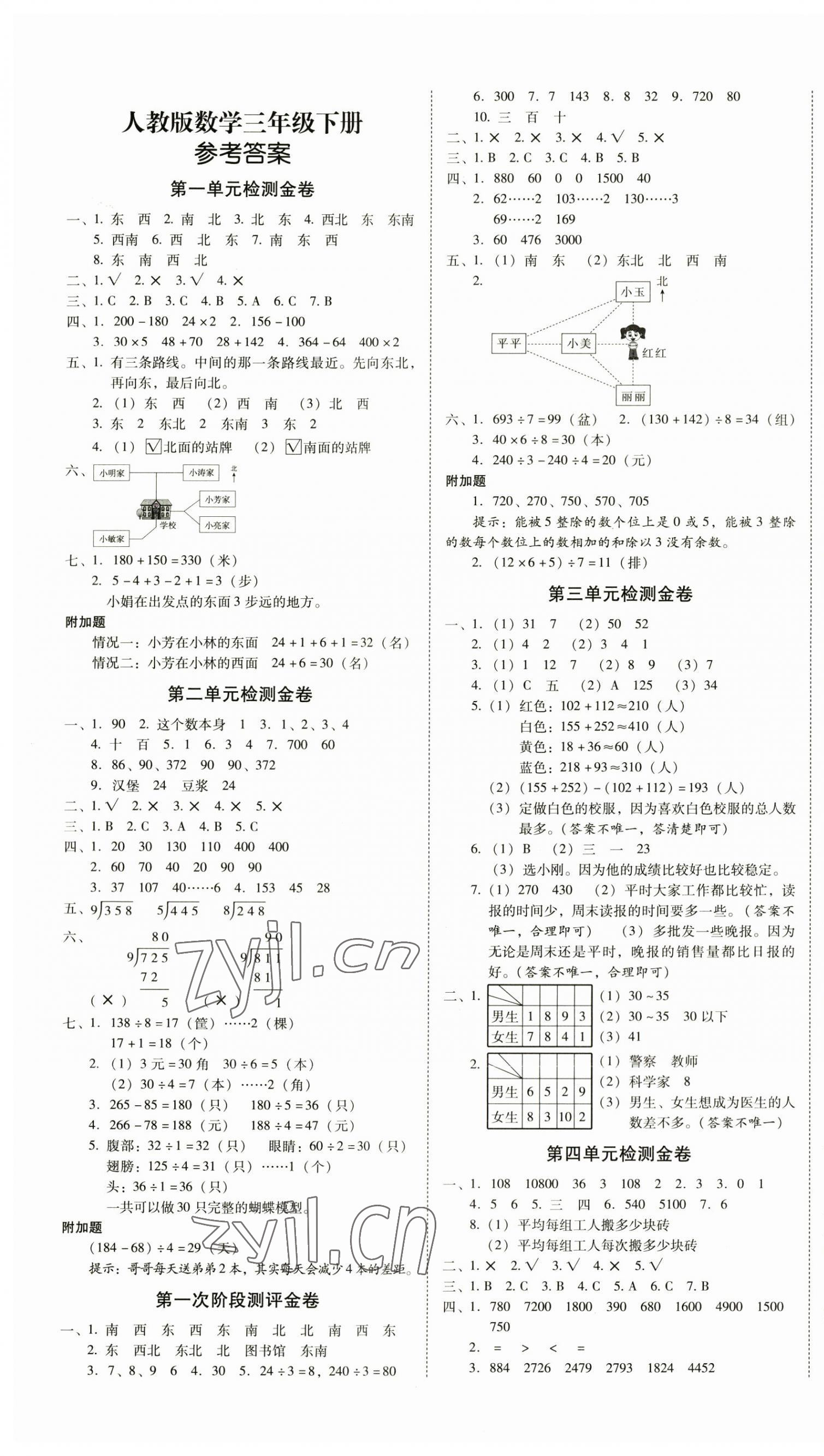 2023年云南師大附小一線名師金牌試卷三年級數(shù)學(xué)下冊人教版 第1頁