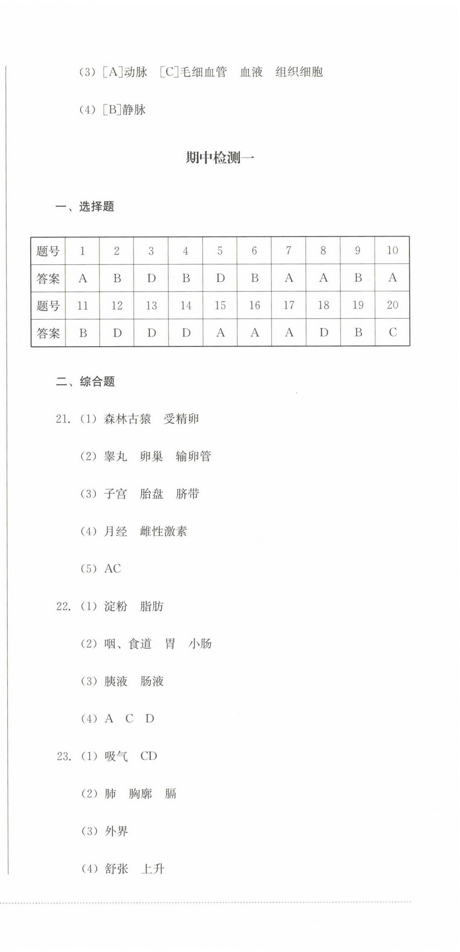 2023年學(xué)情點(diǎn)評四川教育出版社七年級生物下冊人教版 第3頁