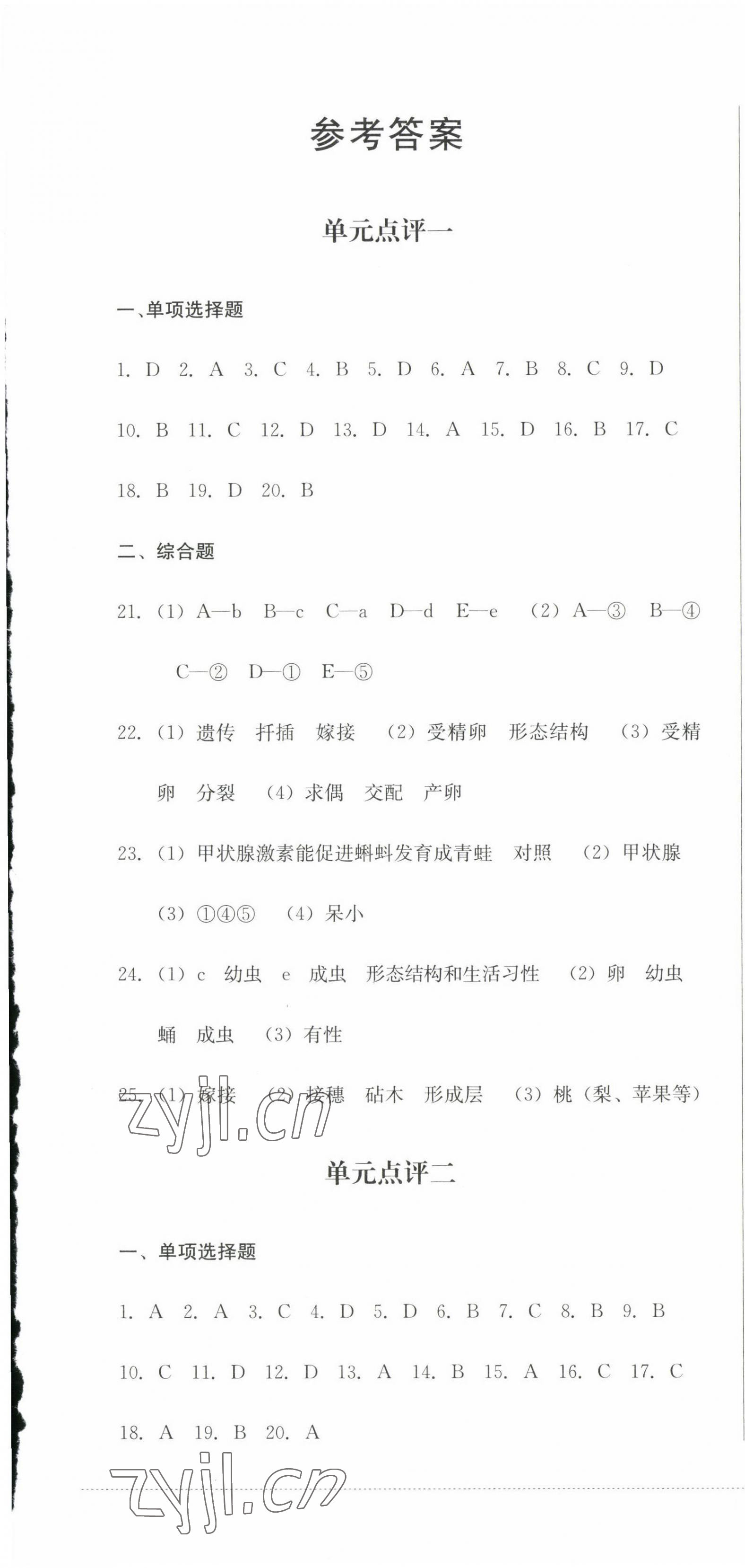 2023年學(xué)情點(diǎn)評(píng)四川教育出版社八年級(jí)生物下冊(cè)人教版 第1頁(yè)