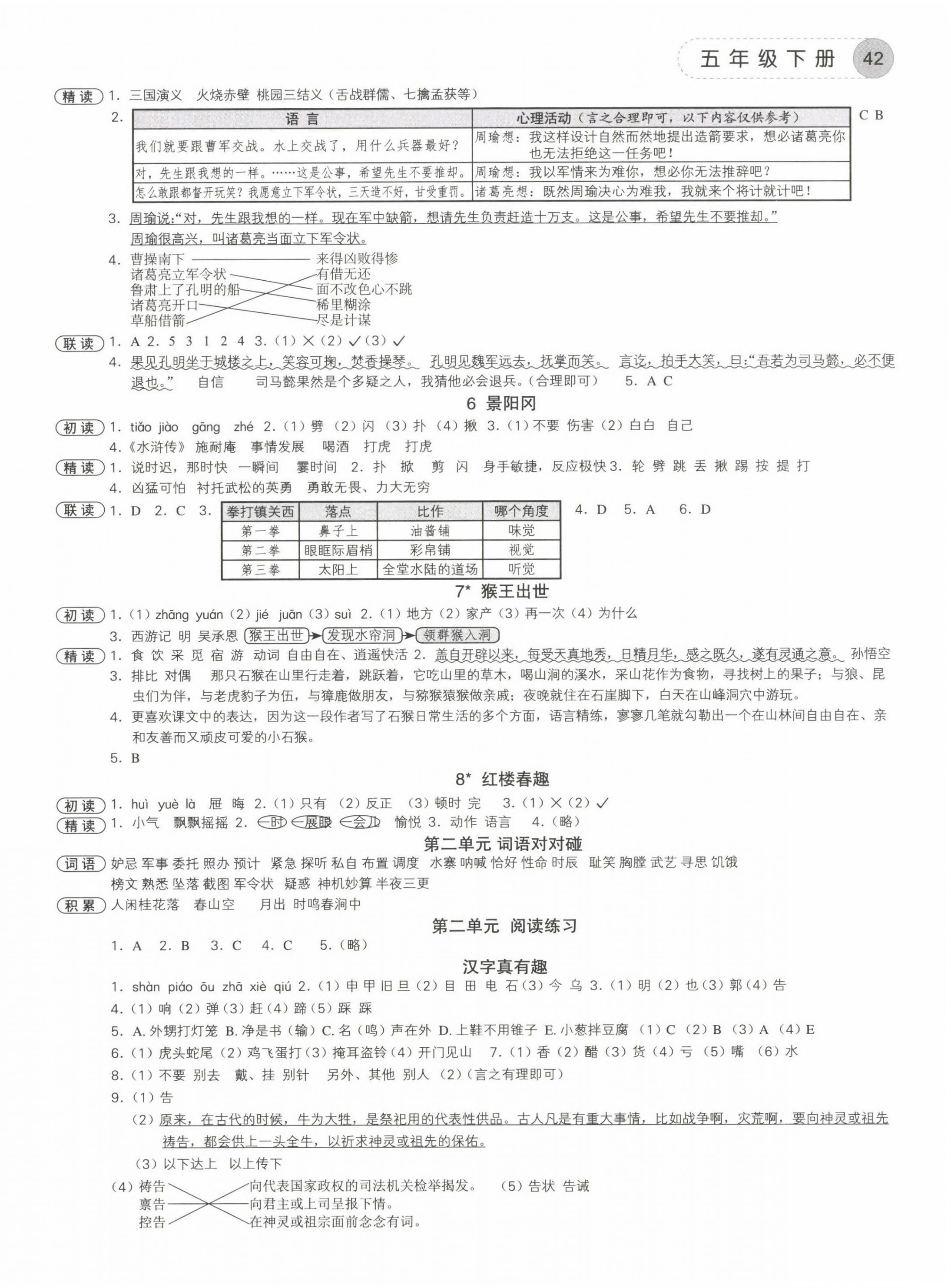 2023年學而老師詞林采擷五年級語文下冊人教版浙江專版 參考答案第2頁