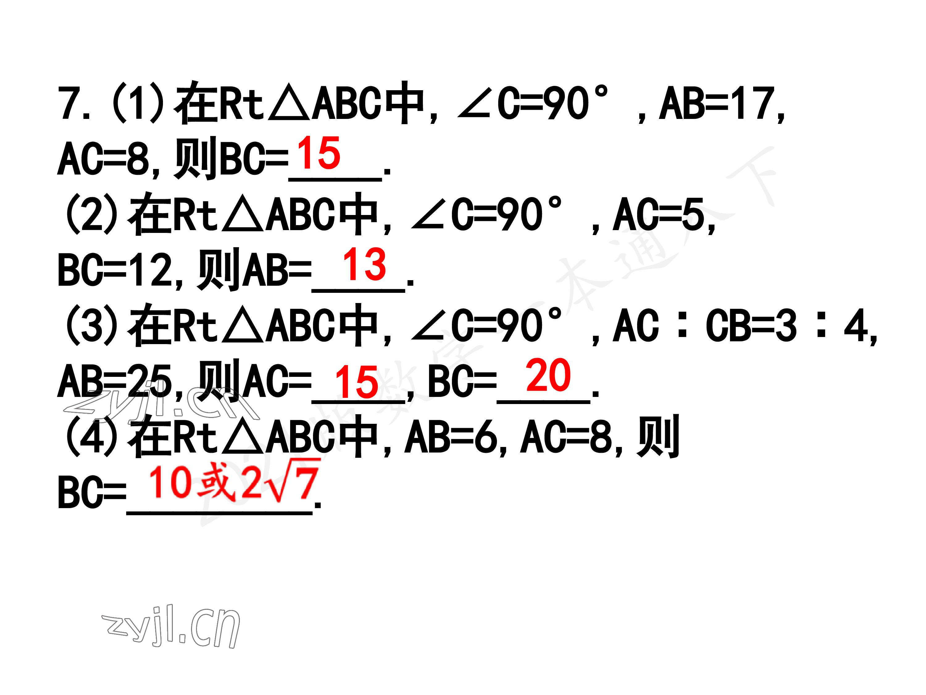 2023年一本通武汉出版社八年级数学下册北师大版 参考答案第102页