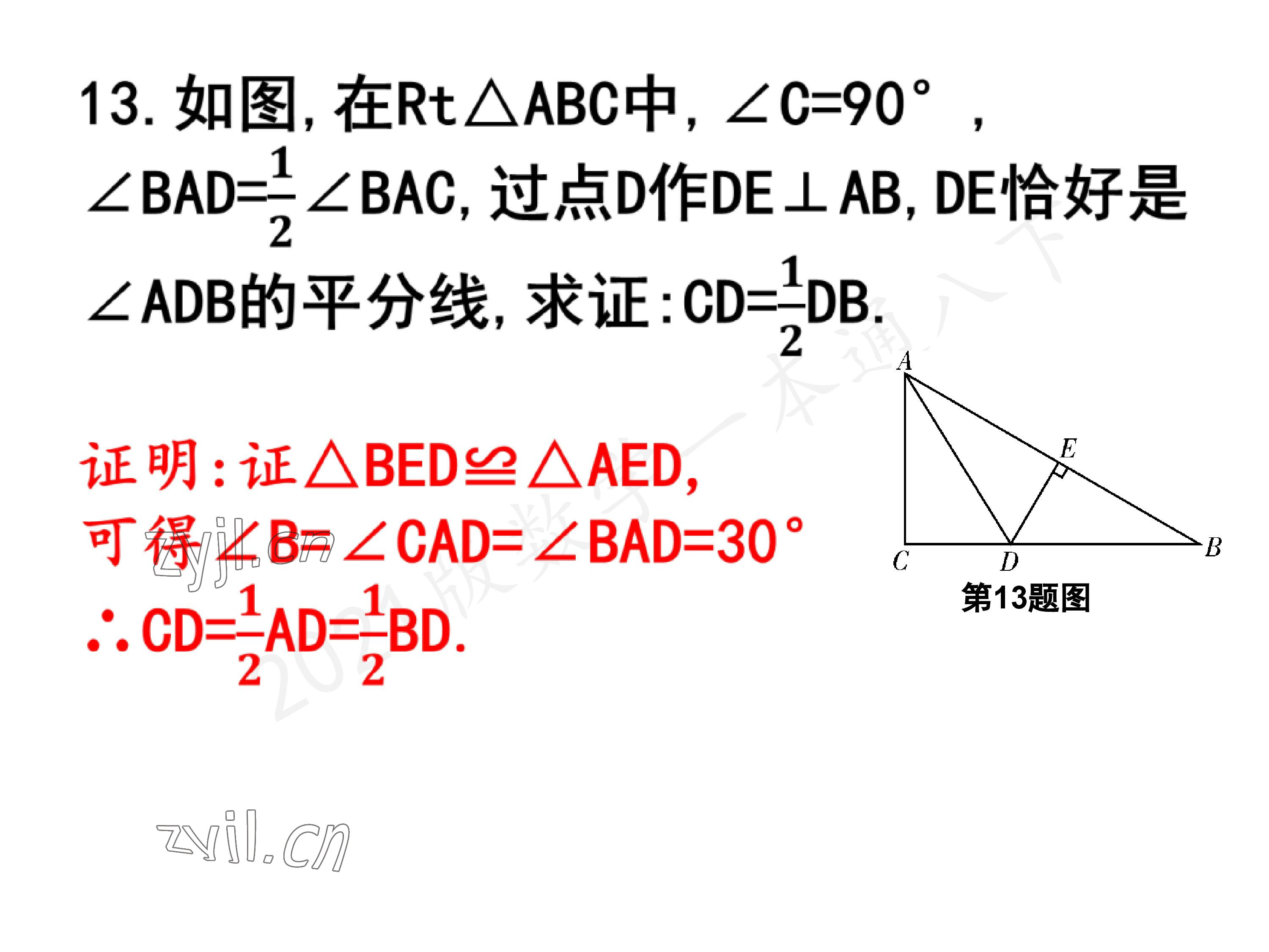 2023年一本通武汉出版社八年级数学下册北师大版 参考答案第94页