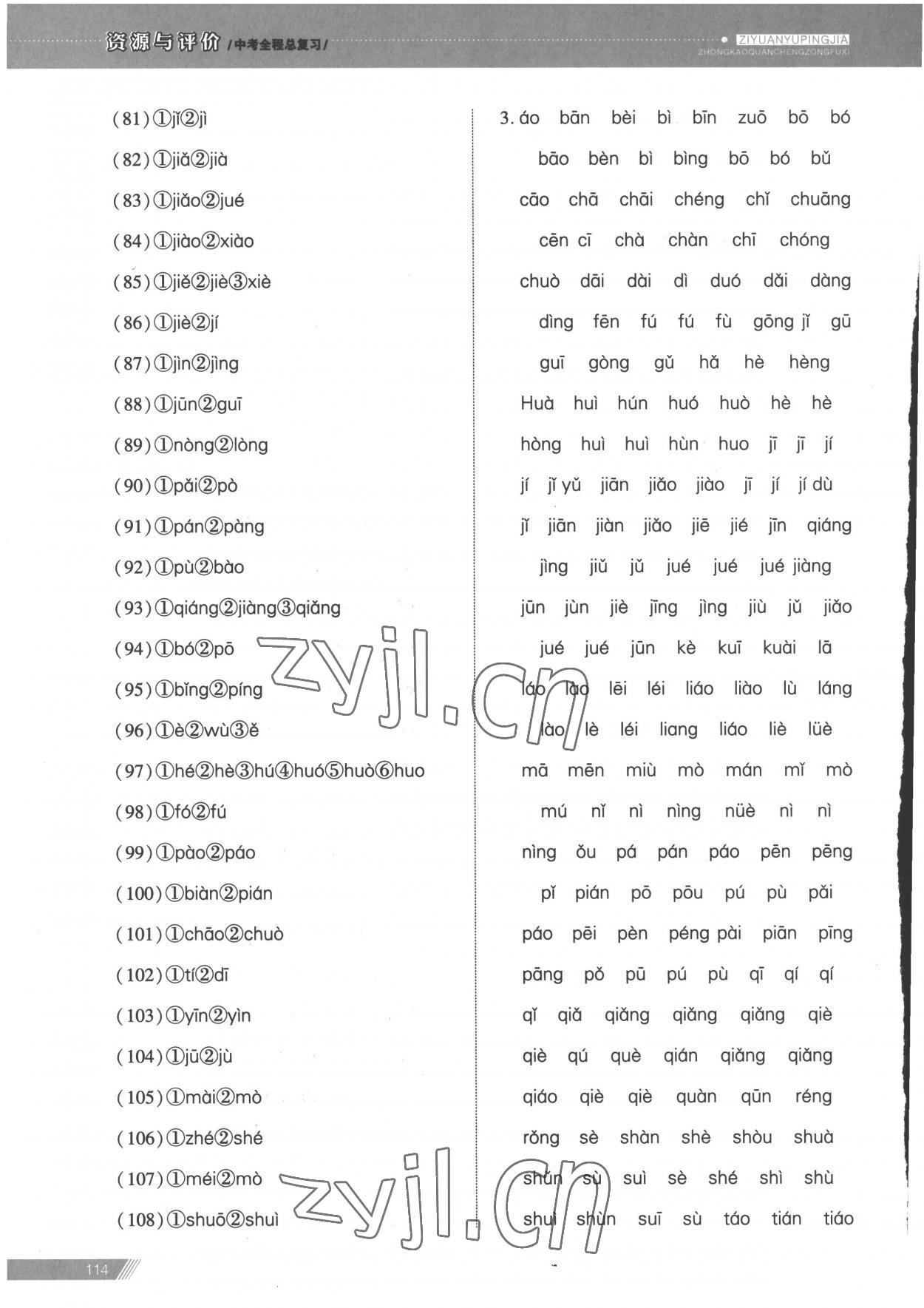 2023年資源與評(píng)價(jià)中考全程總復(fù)習(xí)語(yǔ)文 參考答案第3頁(yè)