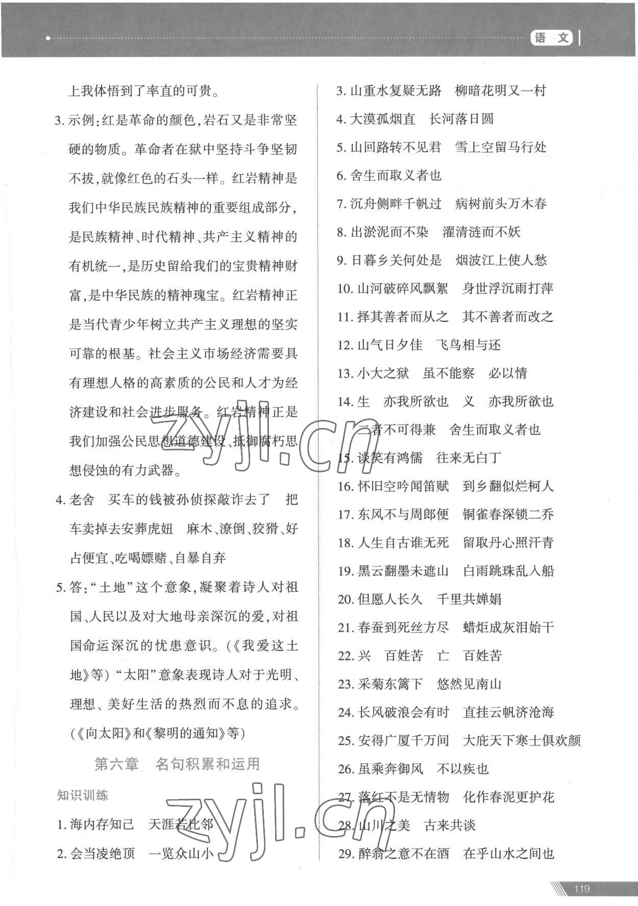 2023年資源與評(píng)價(jià)中考全程總復(fù)習(xí)語(yǔ)文 參考答案第8頁(yè)