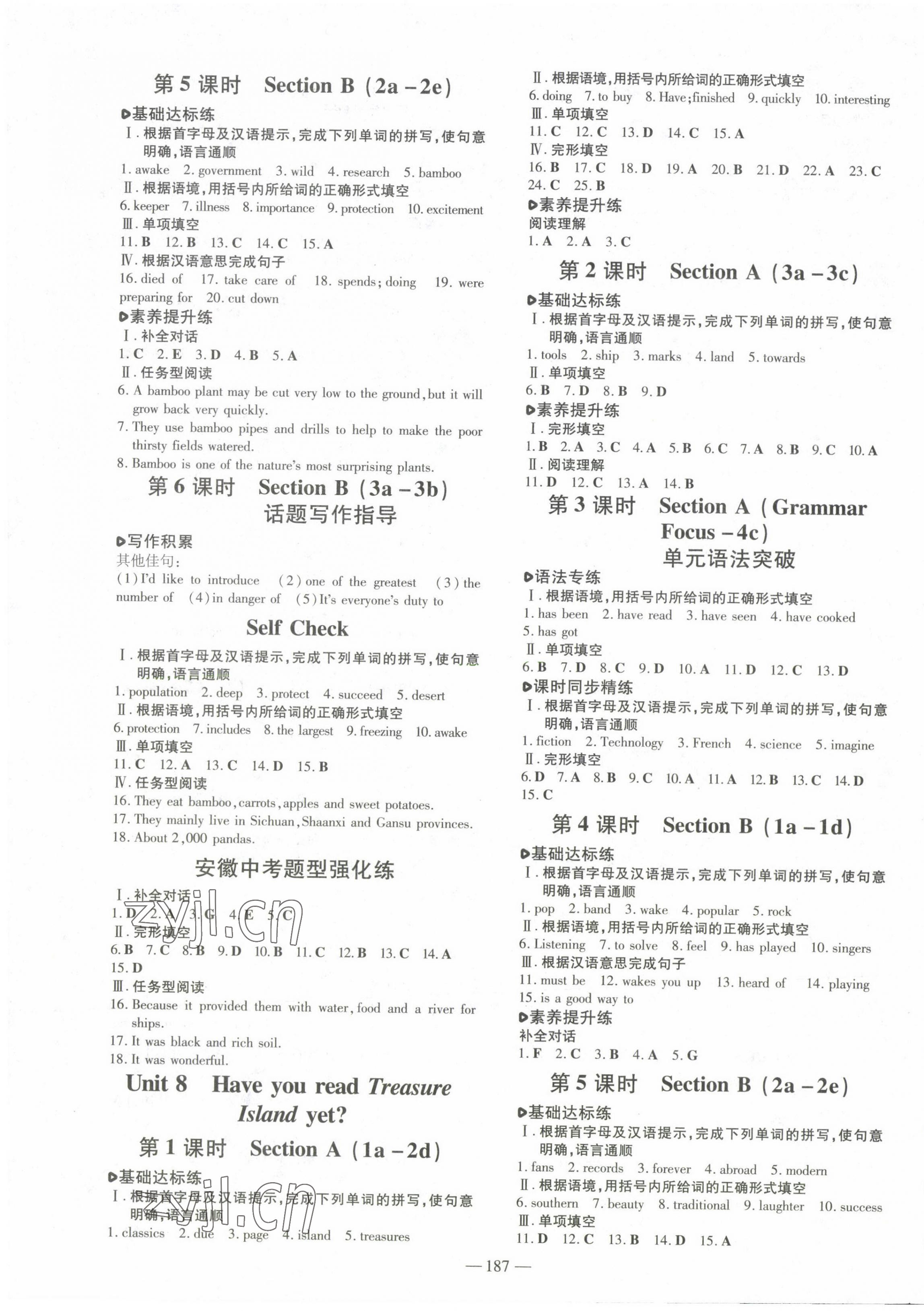 2023年練案八年級英語下冊人教版安徽專版 第7頁