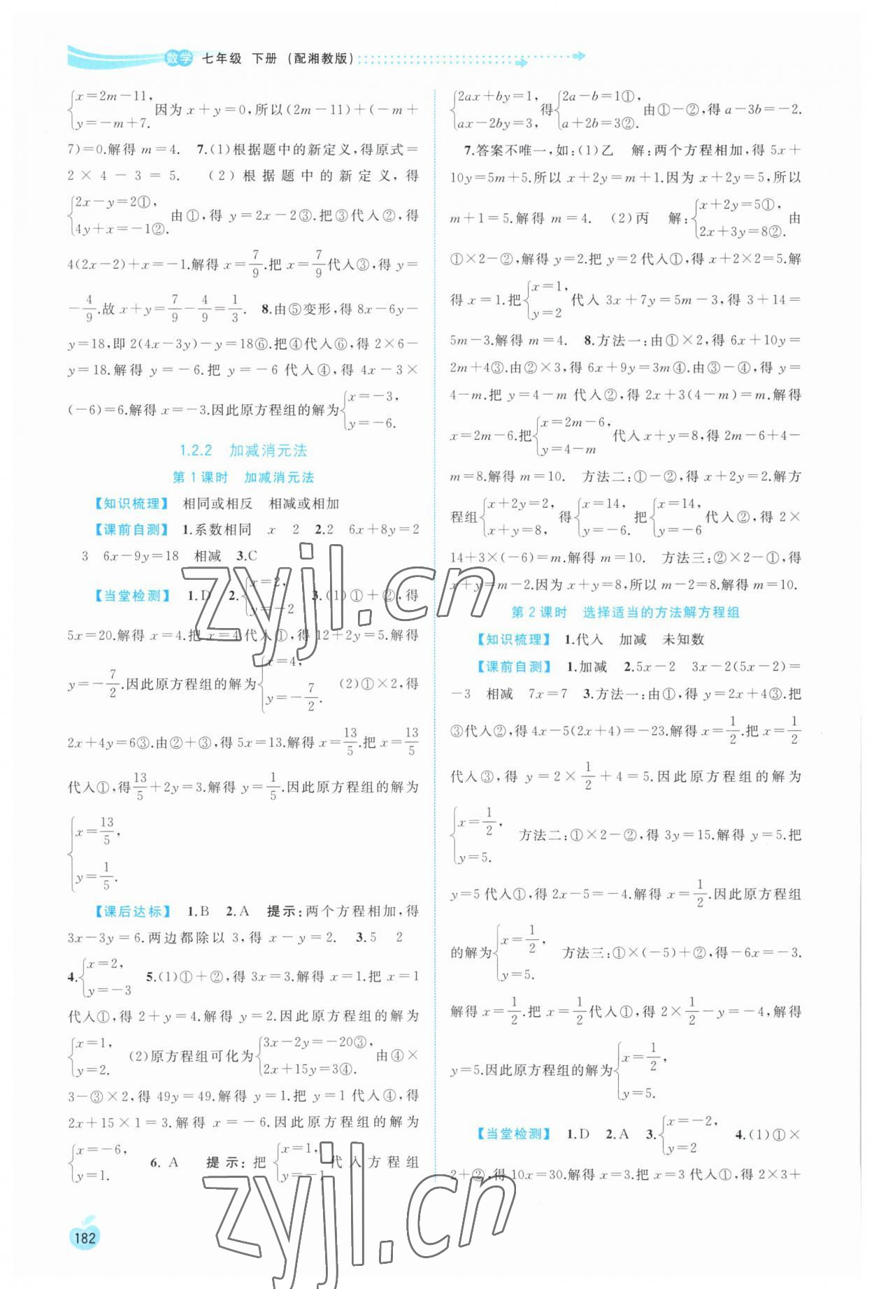 2023年新課程學(xué)習(xí)與測評同步學(xué)習(xí)七年級數(shù)學(xué)下冊湘教版 第2頁