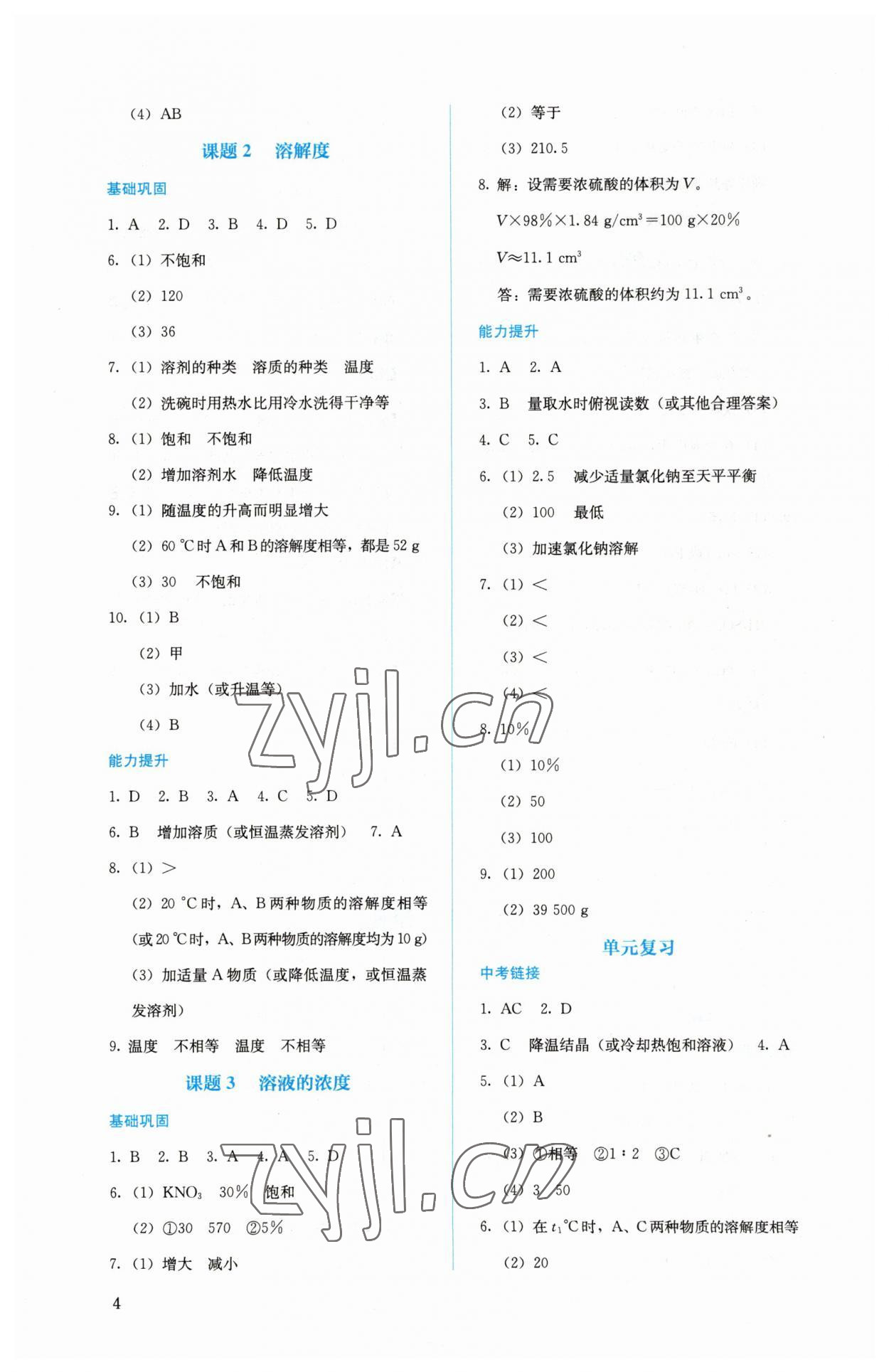 2023年人教金学典同步解析与测评九年级化学下册人教版 第4页