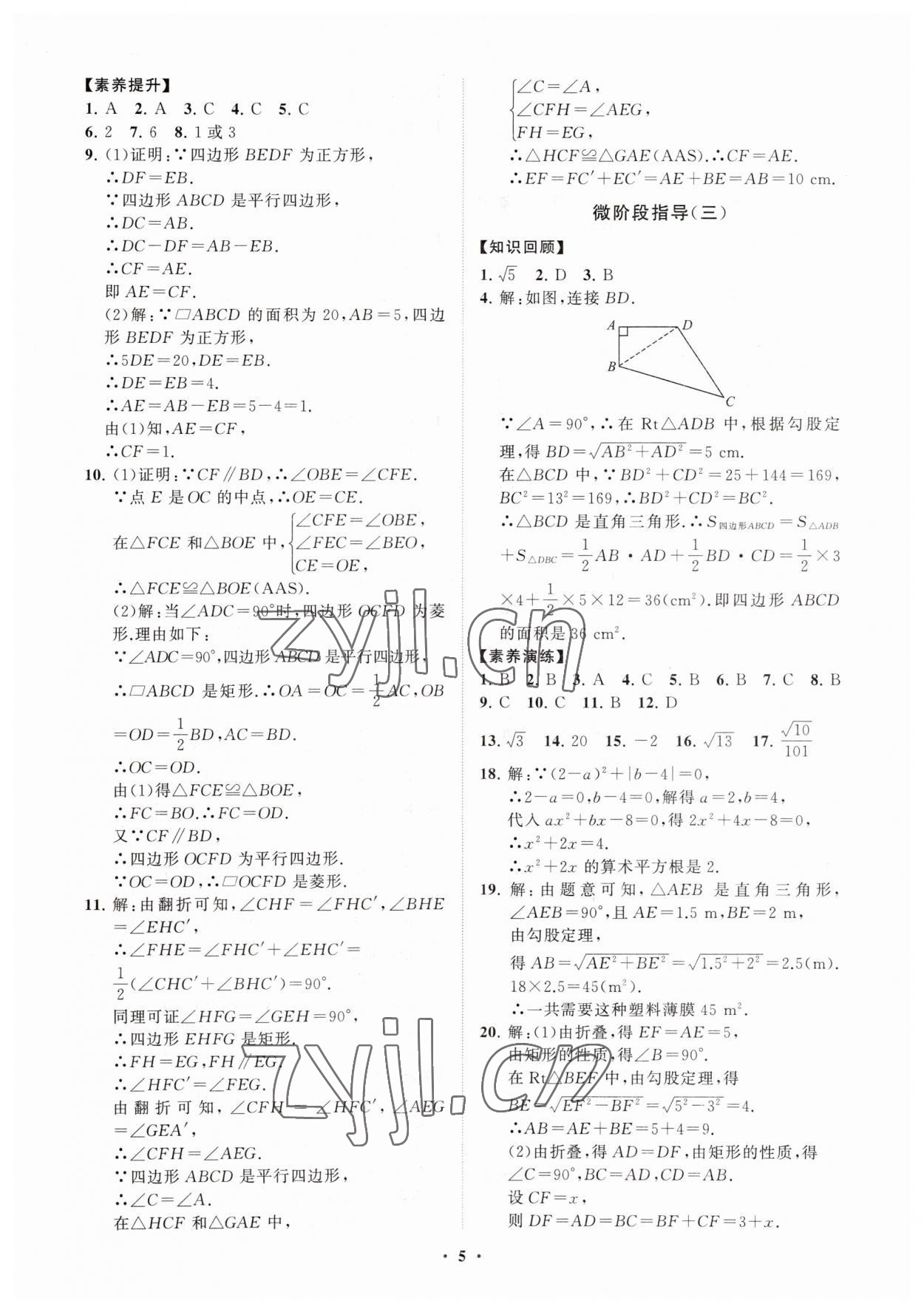 2023年同步練習(xí)冊(cè)分層卷八年級(jí)數(shù)學(xué)下冊(cè)青島版 第5頁