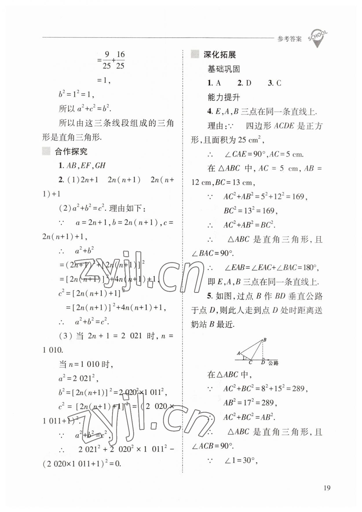 2023年新课程问题解决导学方案八年级数学下册人教版 参考答案第19页