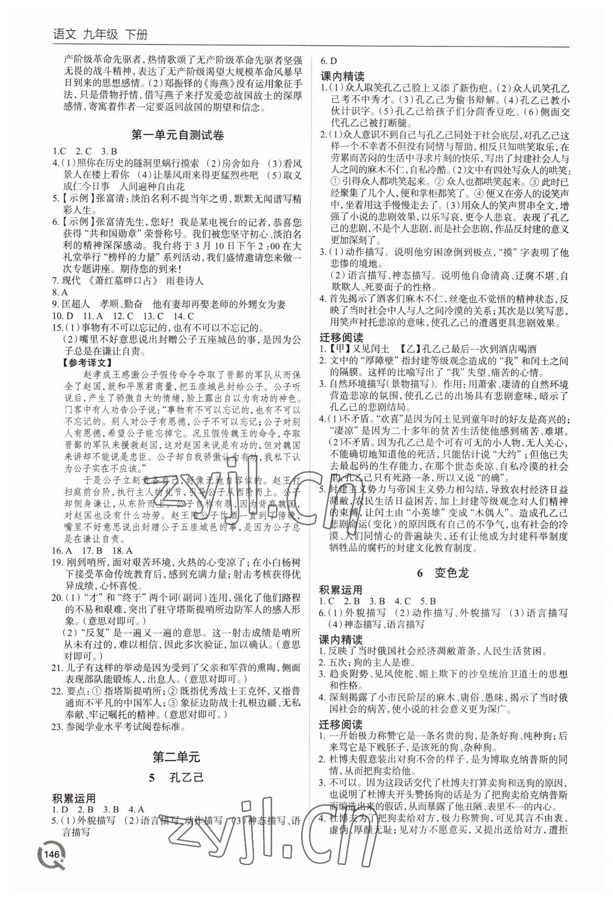 2023年同步練習(xí)冊青島出版社九年級語文下冊人教版 第2頁