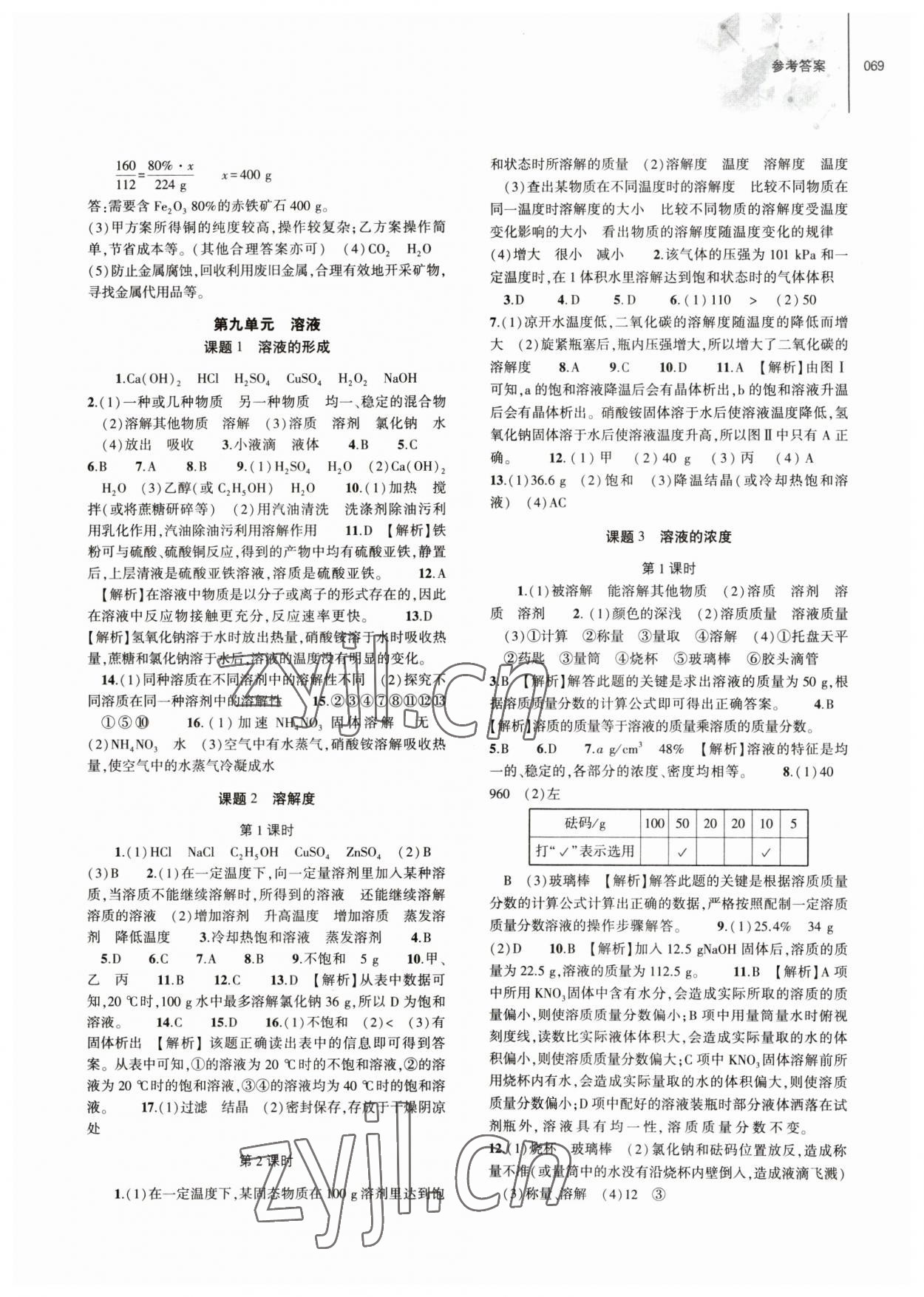 2023年同步练习册大象出版社九年级化学下册人教版 第3页