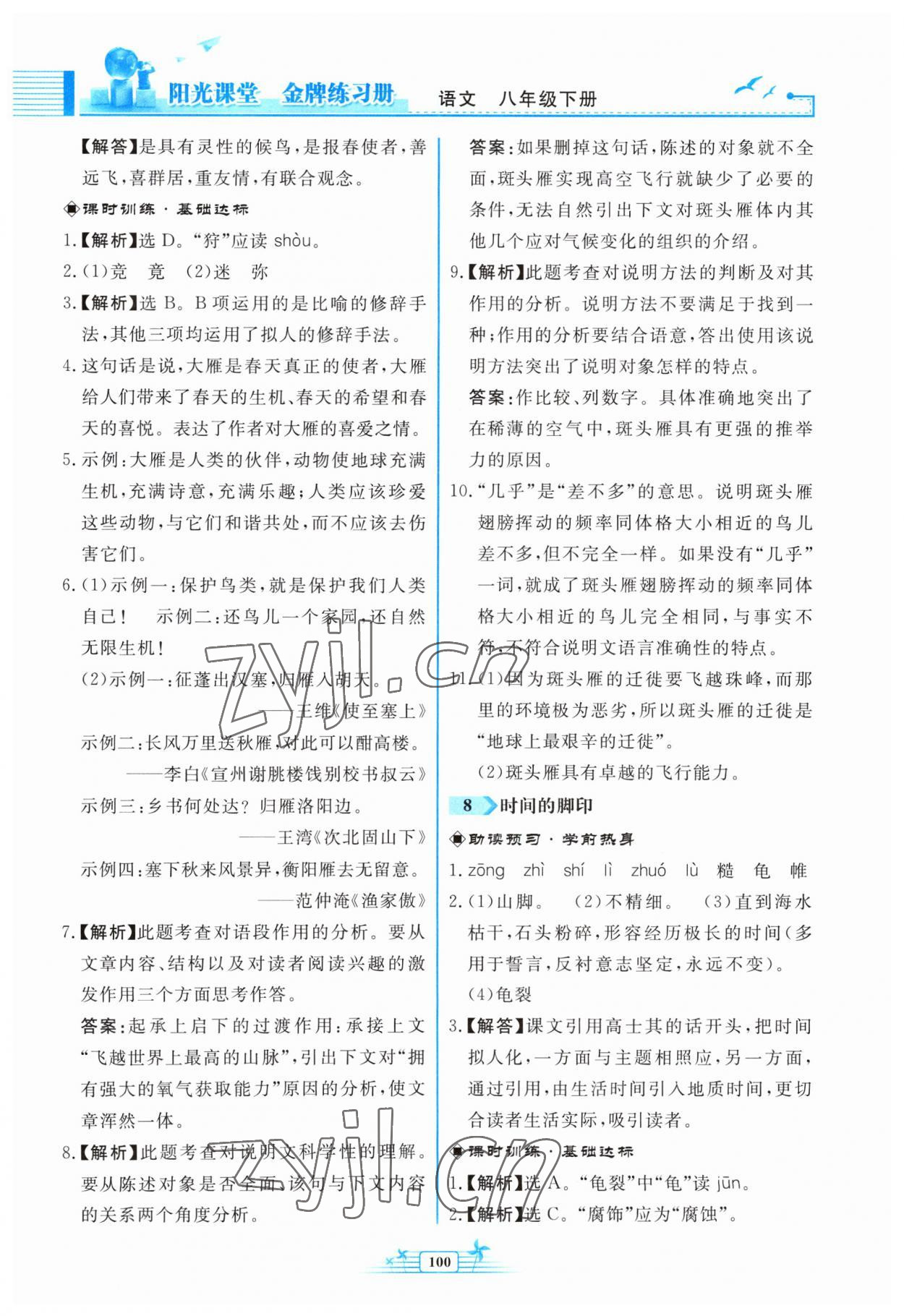 2023年陽光課堂金牌練習(xí)冊(cè)八年級(jí)語文下冊(cè)人教版福建專版 第6頁