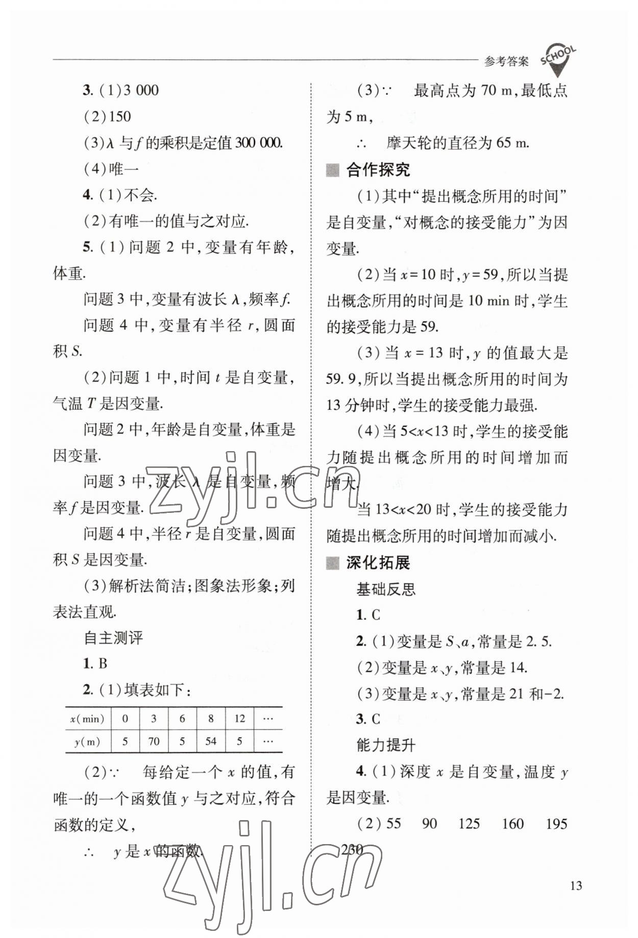 2023年新课程问题解决导学方案八年级数学下册华师大版 参考答案第13页