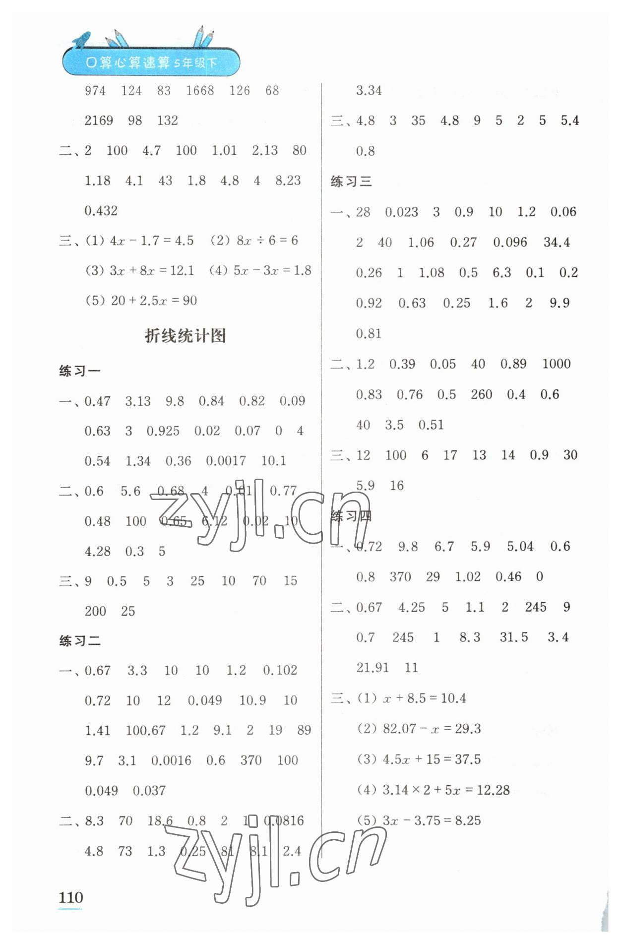 2023年口算心算速算江蘇鳳凰美術(shù)出版社五年級(jí)數(shù)學(xué)下冊(cè)蘇教版徐州專(zhuān)版 第4頁(yè)