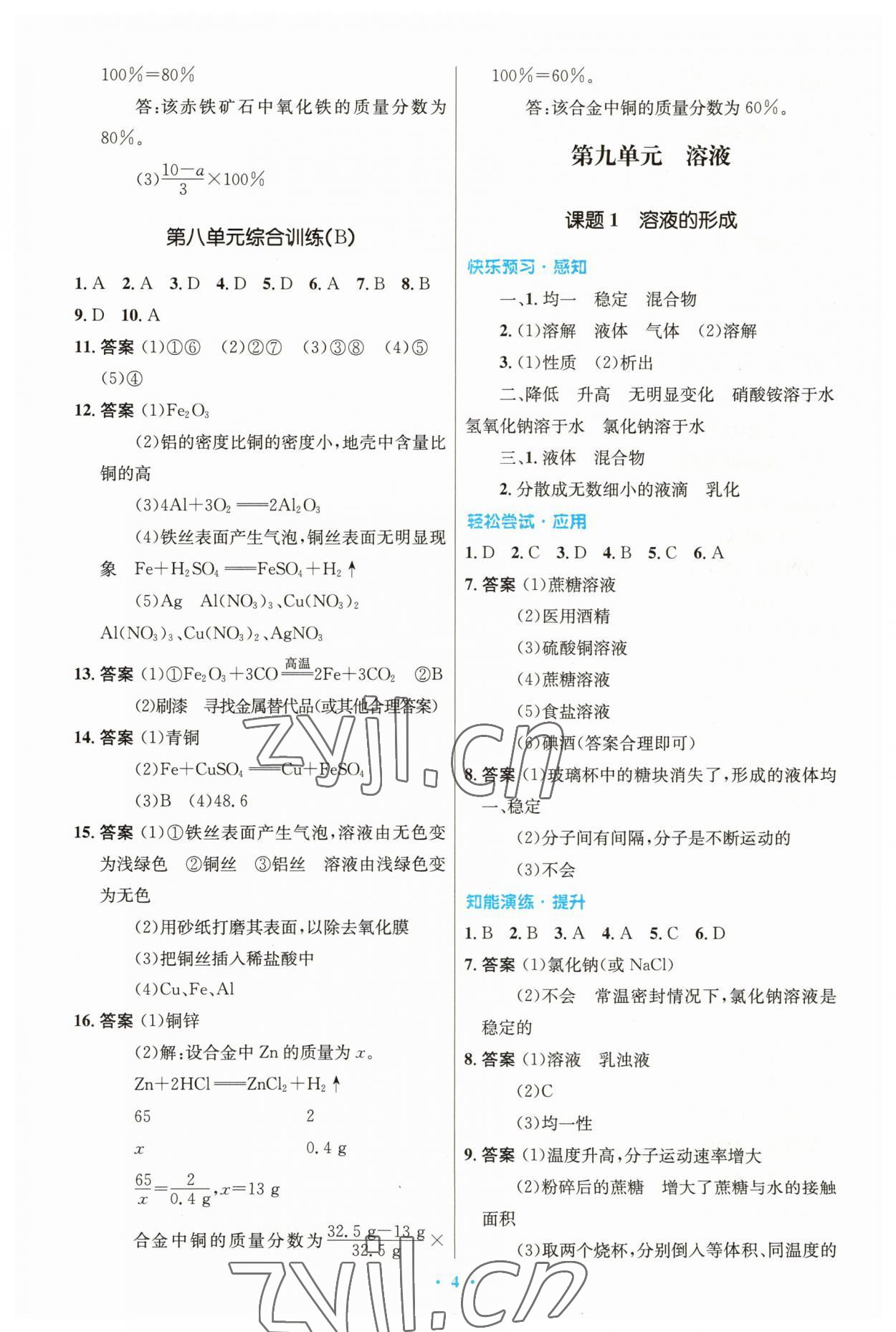 2023年同步測控優(yōu)化設(shè)計九年級化學(xué)下冊人教版 第4頁