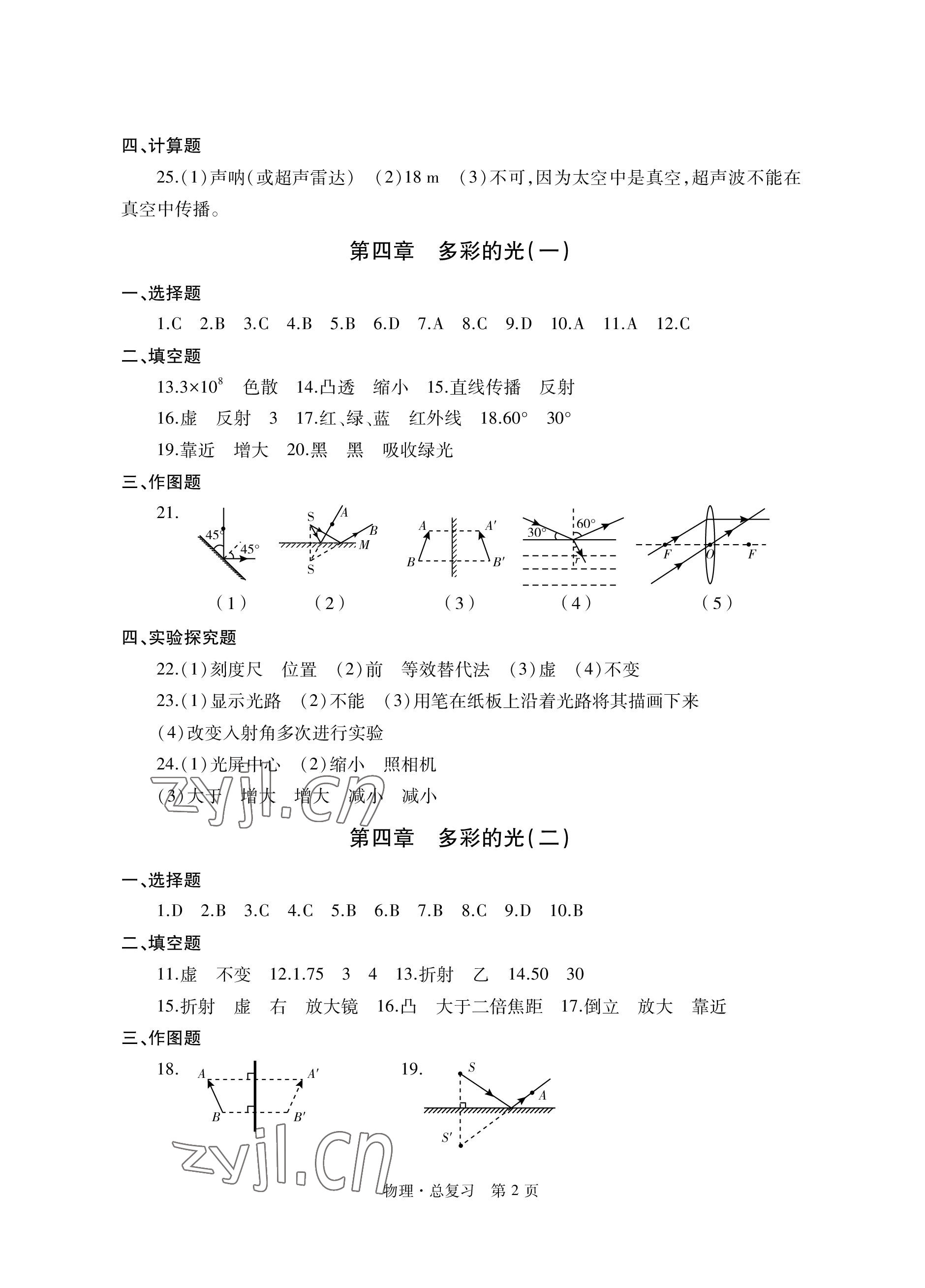 2023年自主學(xué)習(xí)指導(dǎo)課程總復(fù)習(xí)物理 參考答案第2頁