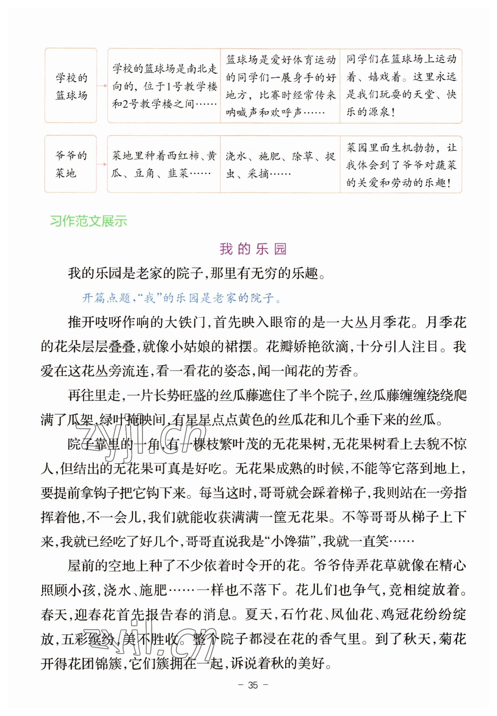 2023年教材课本四年级语文下册人教版 参考答案第35页