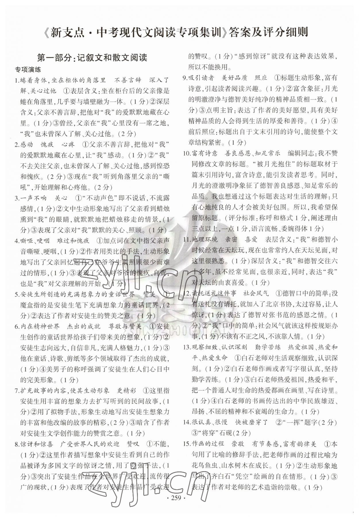 2023年新支點(diǎn)中考現(xiàn)代文閱讀專項(xiàng)集訓(xùn)語文 第1頁