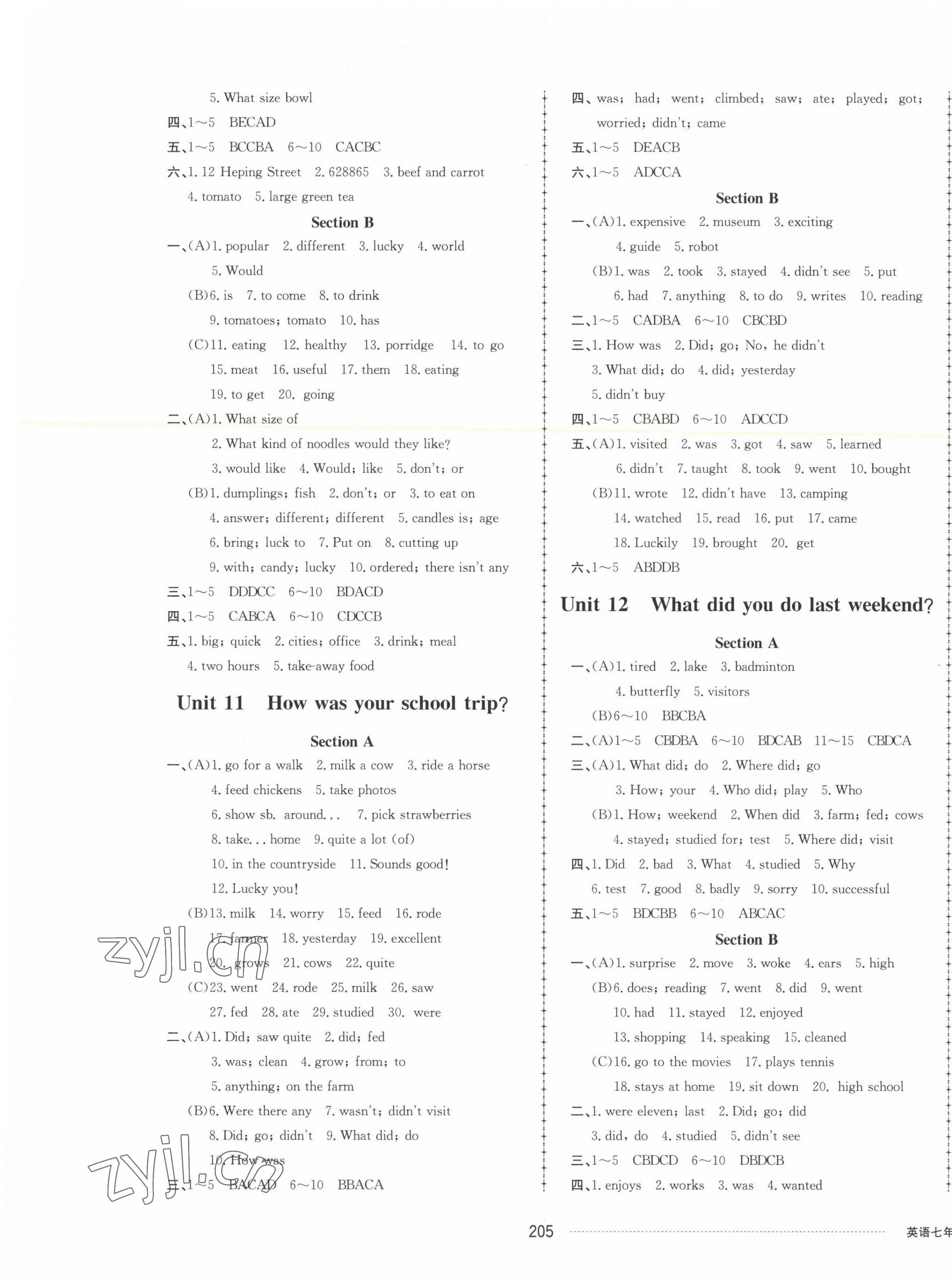 2023年同步練習(xí)冊(cè)配套單元檢測(cè)卷七年級(jí)英語下冊(cè)人教版 第5頁