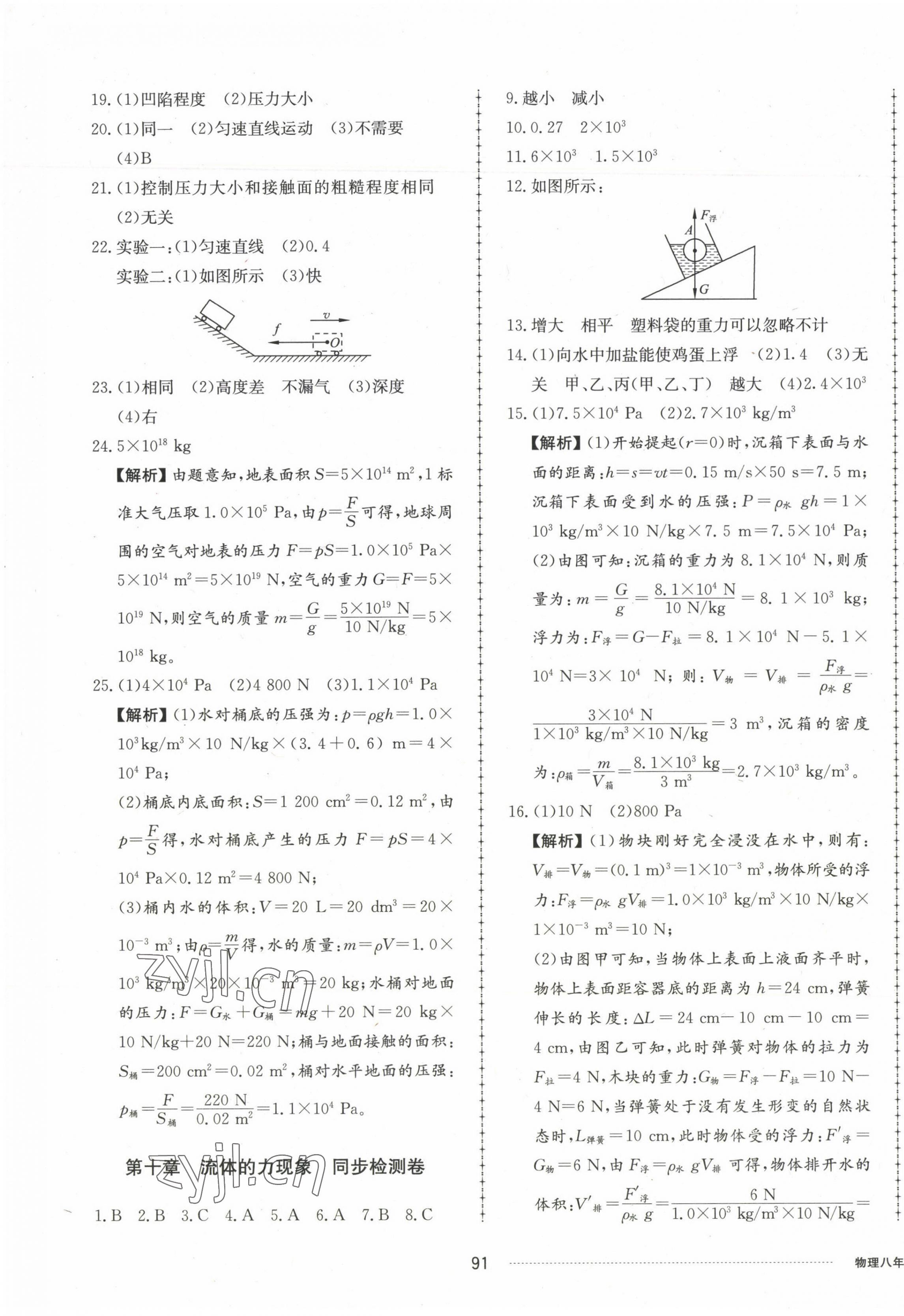 2023年同步練習(xí)冊(cè)配套單元檢測(cè)卷八年級(jí)物理下冊(cè)教科版 第3頁