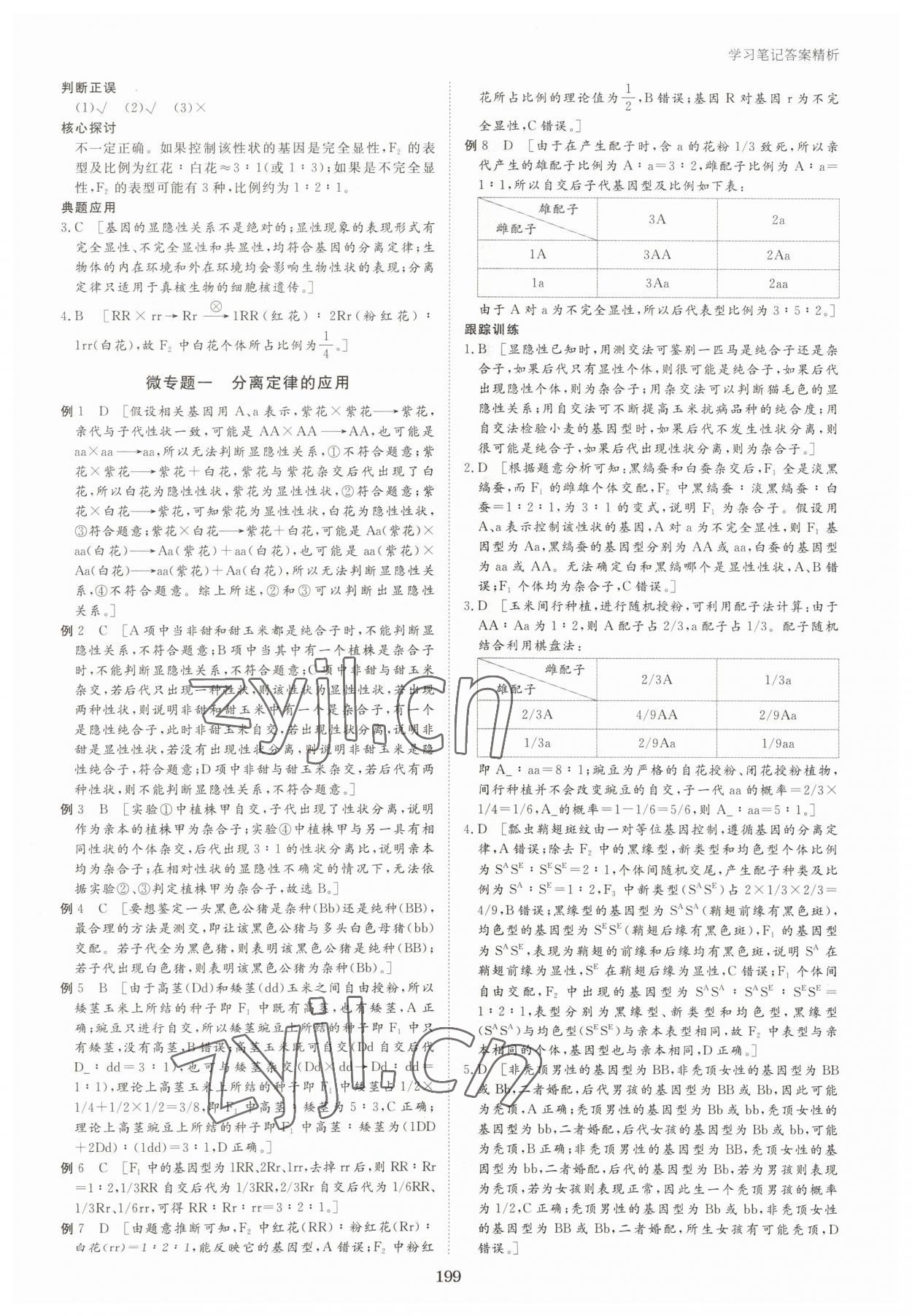 2023年步步高學(xué)習(xí)筆記高中生物必修2浙科版 參考答案第2頁