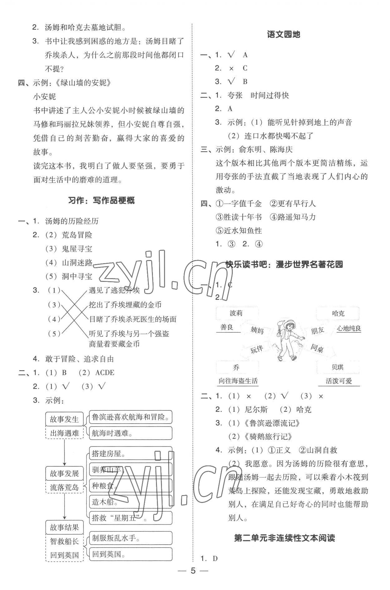 2023年綜合應(yīng)用創(chuàng)新題典中點(diǎn)六年級(jí)語(yǔ)文下冊(cè)人教版 參考答案第5頁(yè)