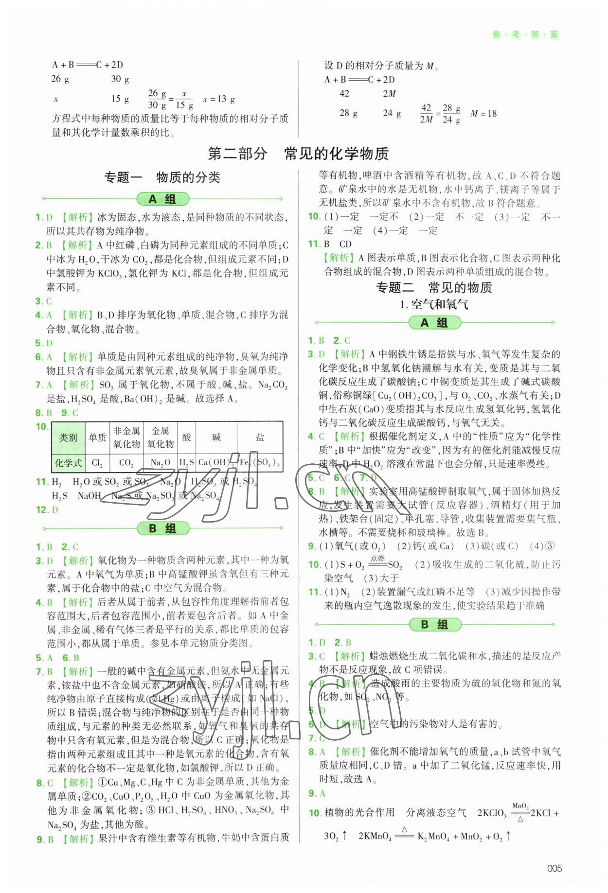 2023年學(xué)習(xí)質(zhì)量監(jiān)測(cè)初中總復(fù)習(xí)化學(xué)人教版 參考答案第5頁(yè)