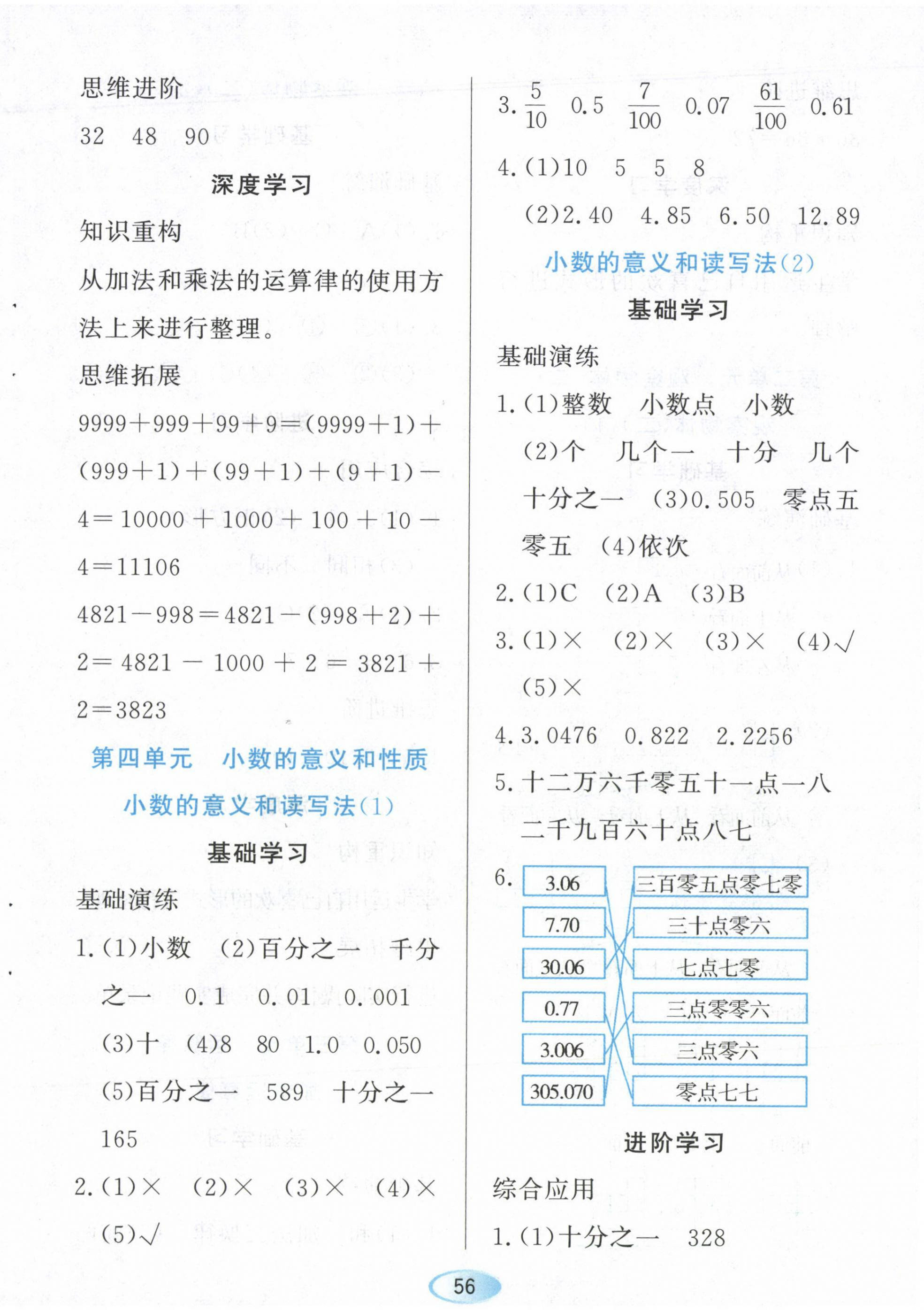 2023年資源與評(píng)價(jià)黑龍江教育出版社四年級(jí)數(shù)學(xué)下冊(cè)人教版 第6頁