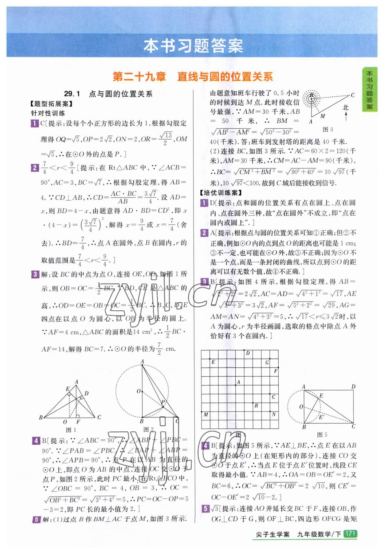 2023年尖子生学案九年级数学下册冀教版 参考答案第16页