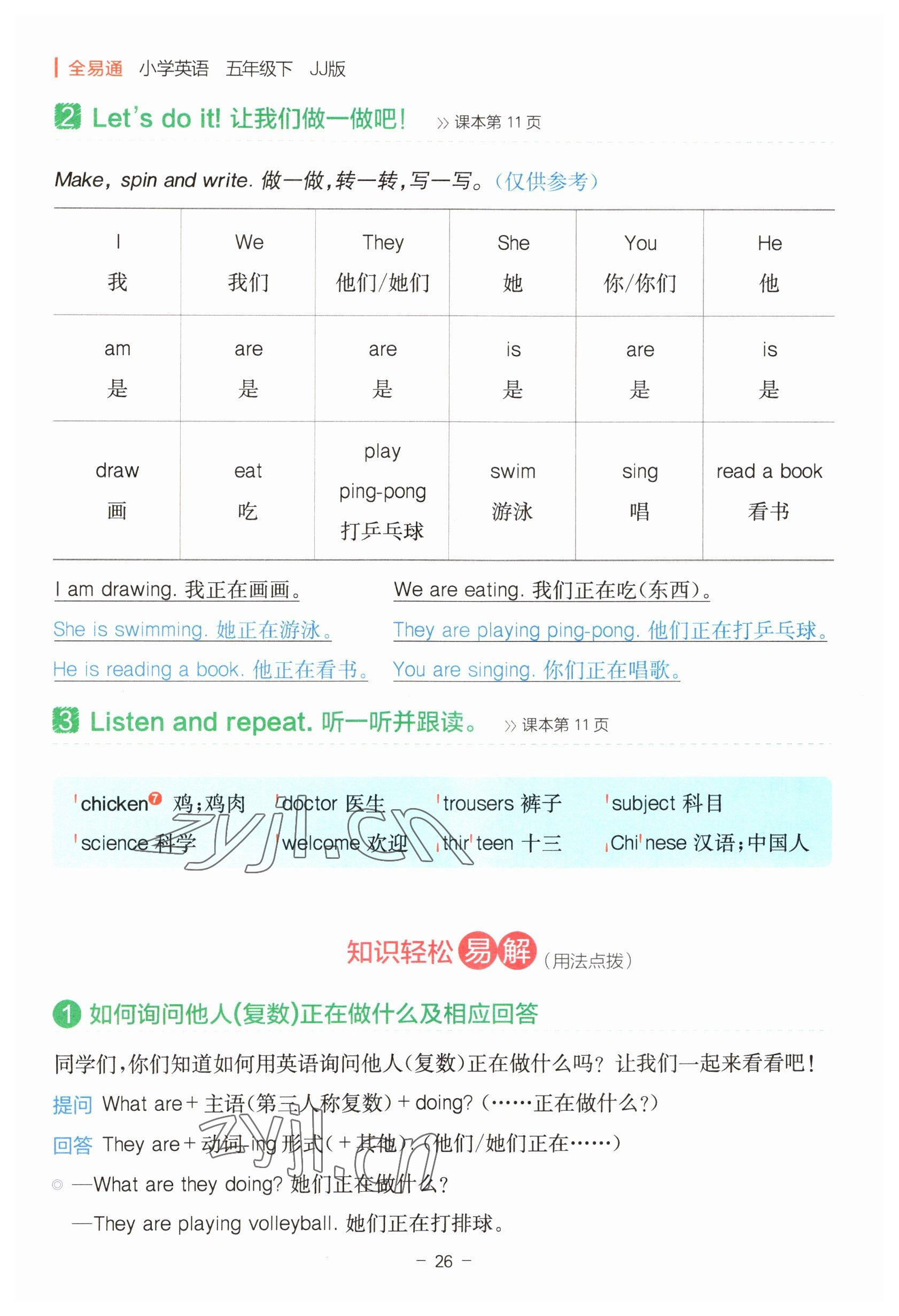 2023年教材課本五年級英語下冊冀教版 參考答案第26頁