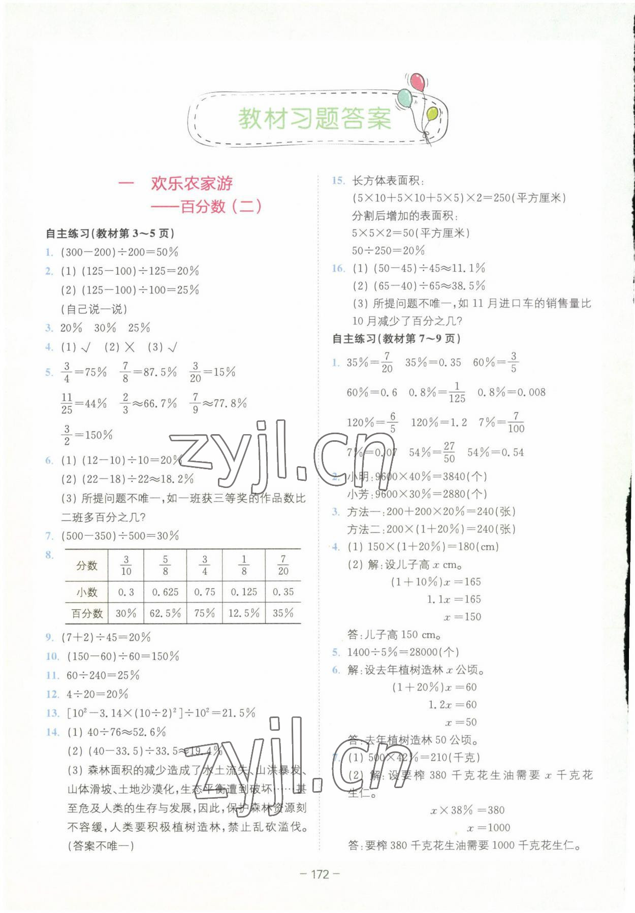 2023年教材課本六年級數(shù)學下冊青島版 參考答案第1頁