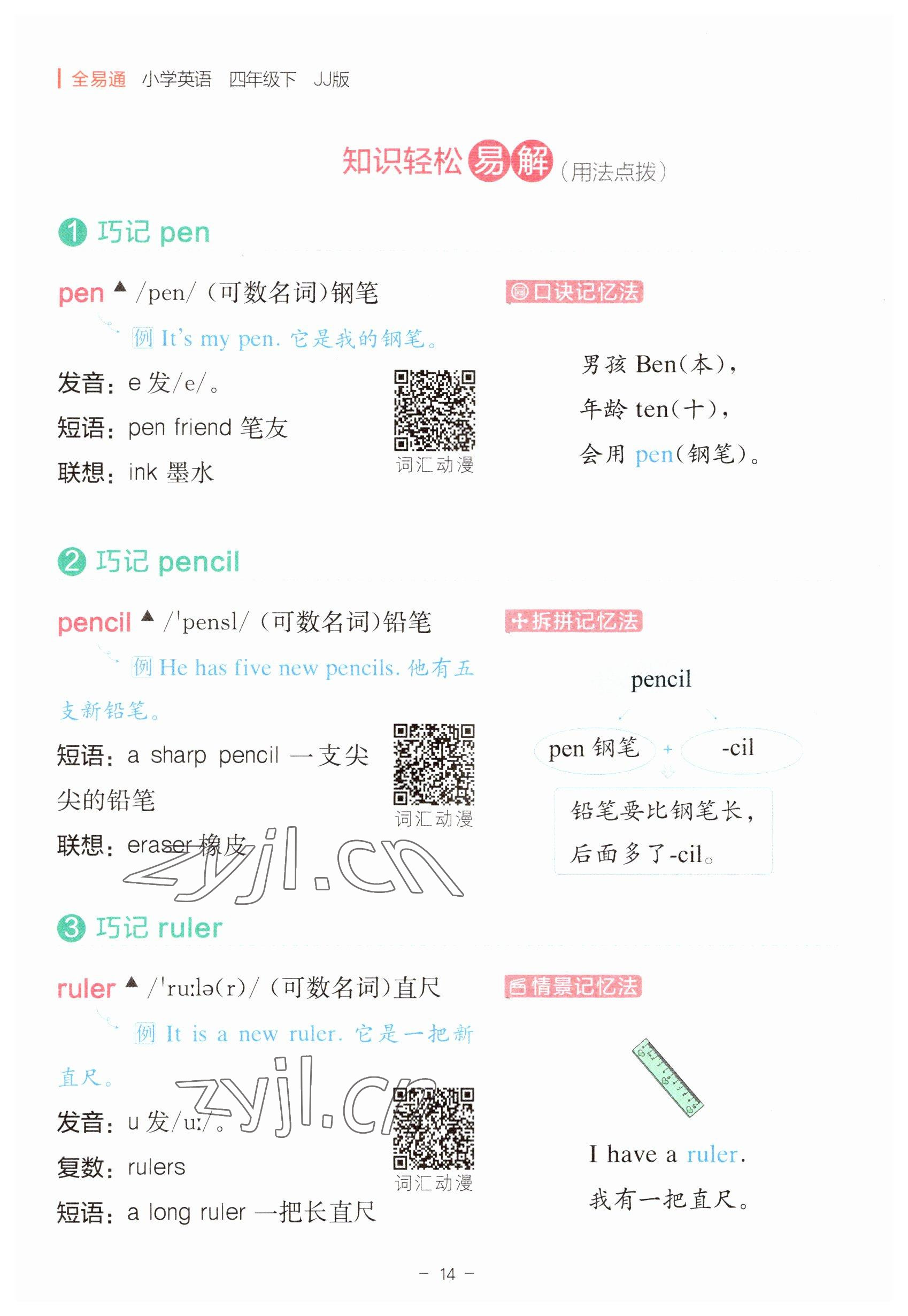 2023年教材課本四年級(jí)英語(yǔ)下冊(cè)冀教版 參考答案第14頁(yè)