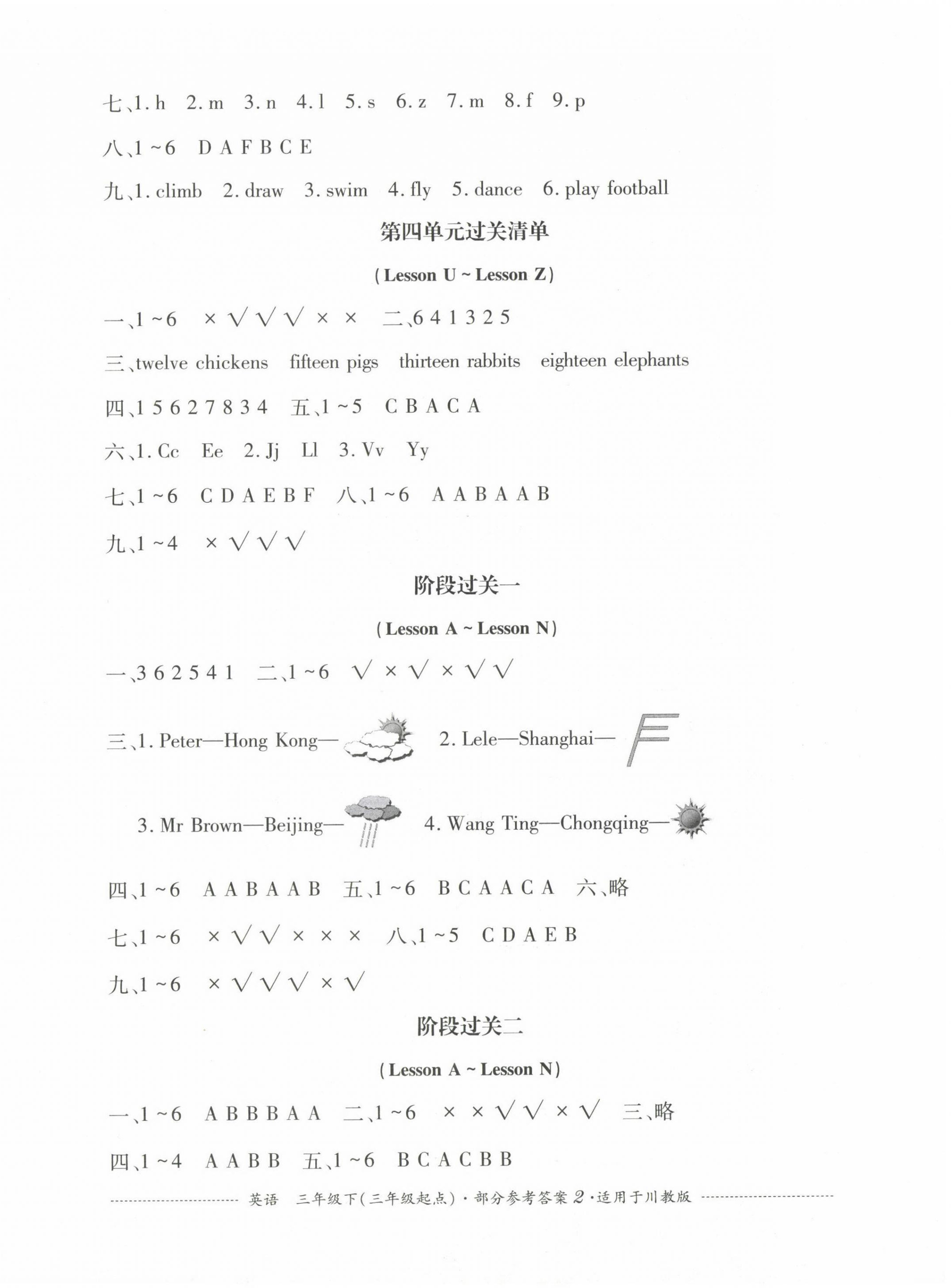 2023年过关清单四川教育出版社三年级英语下册川教版 第2页