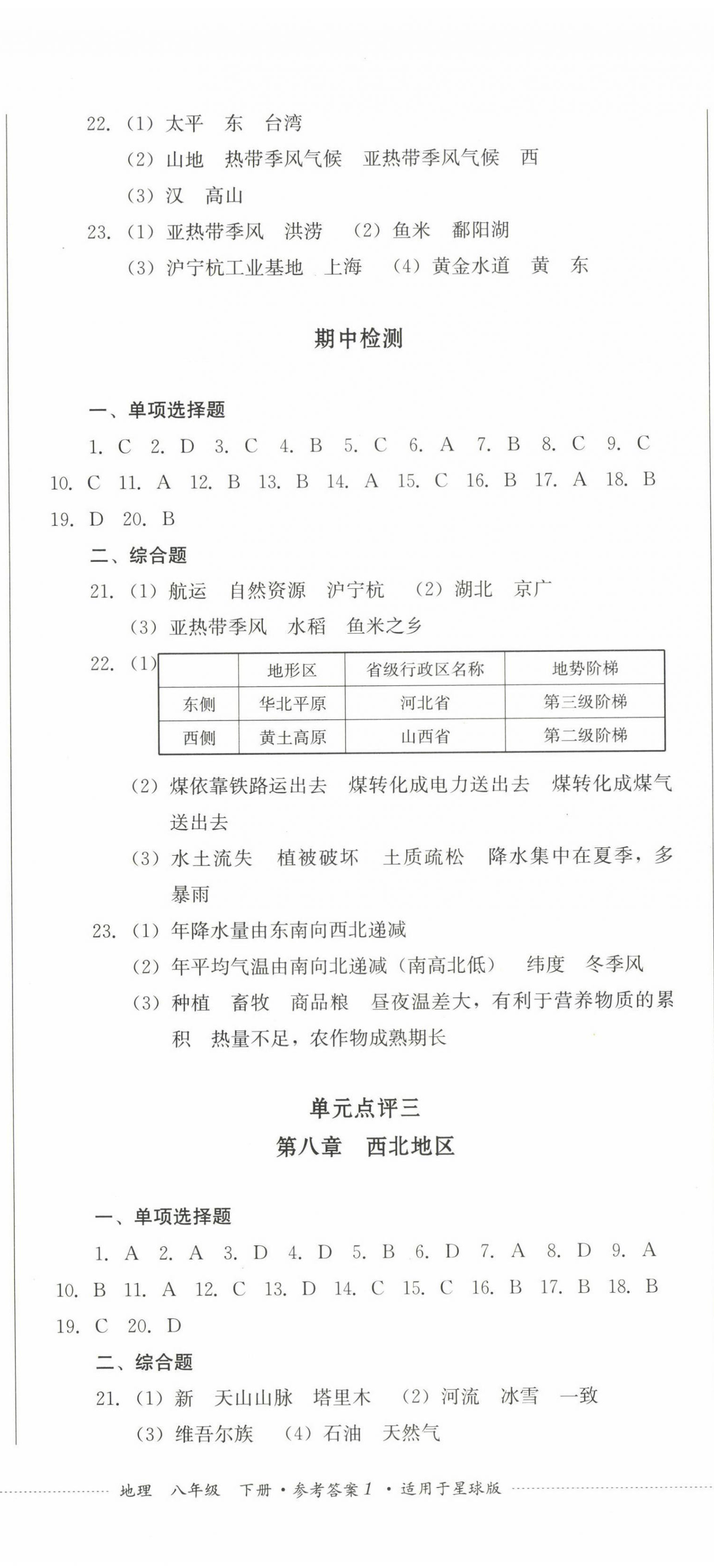 2023年學(xué)情點(diǎn)評四川教育出版社八年級地理下冊商務(wù)星球版 第2頁