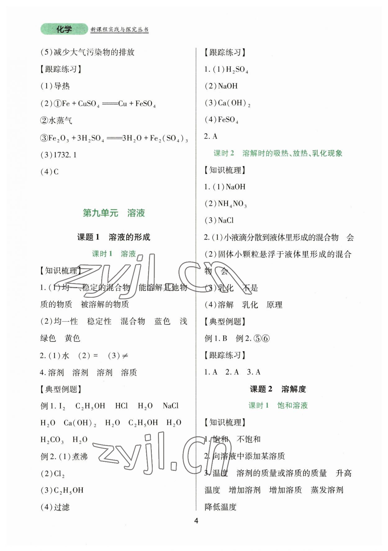 2023年新课程实践与探究丛书九年级化学下册人教版 第4页