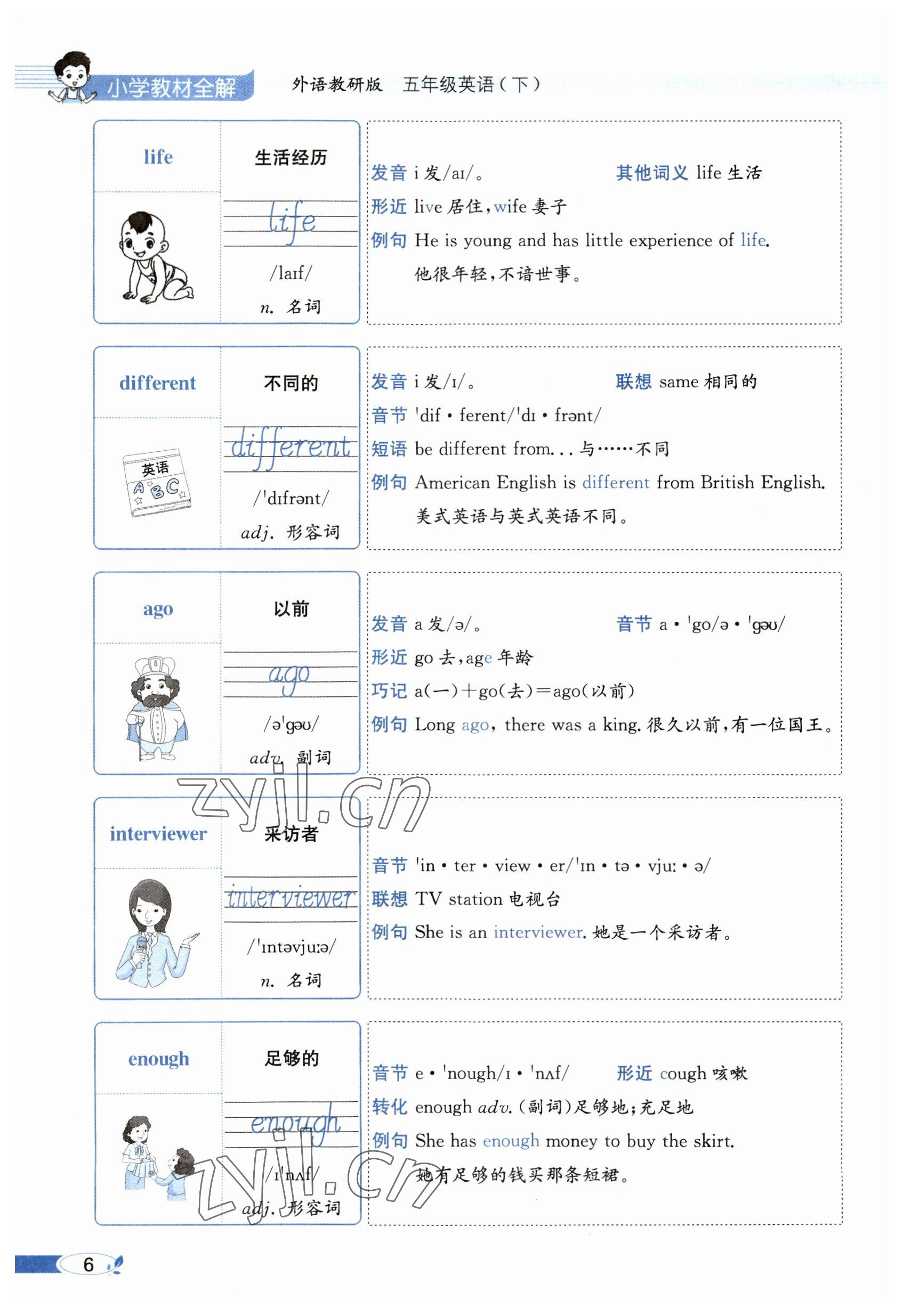 2023年教材課本五年級英語下冊外研版 參考答案第6頁