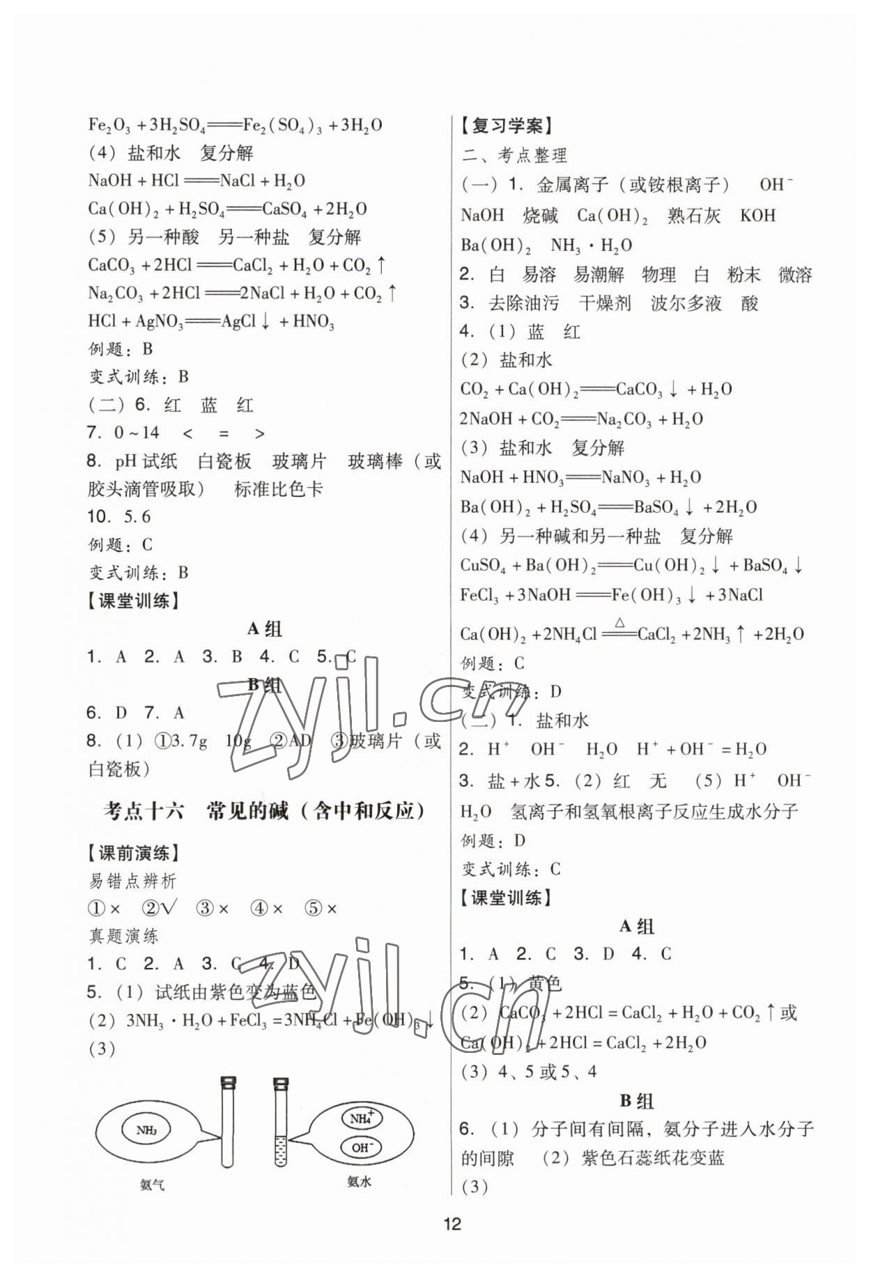 2023年經典中考化學 參考答案第12頁