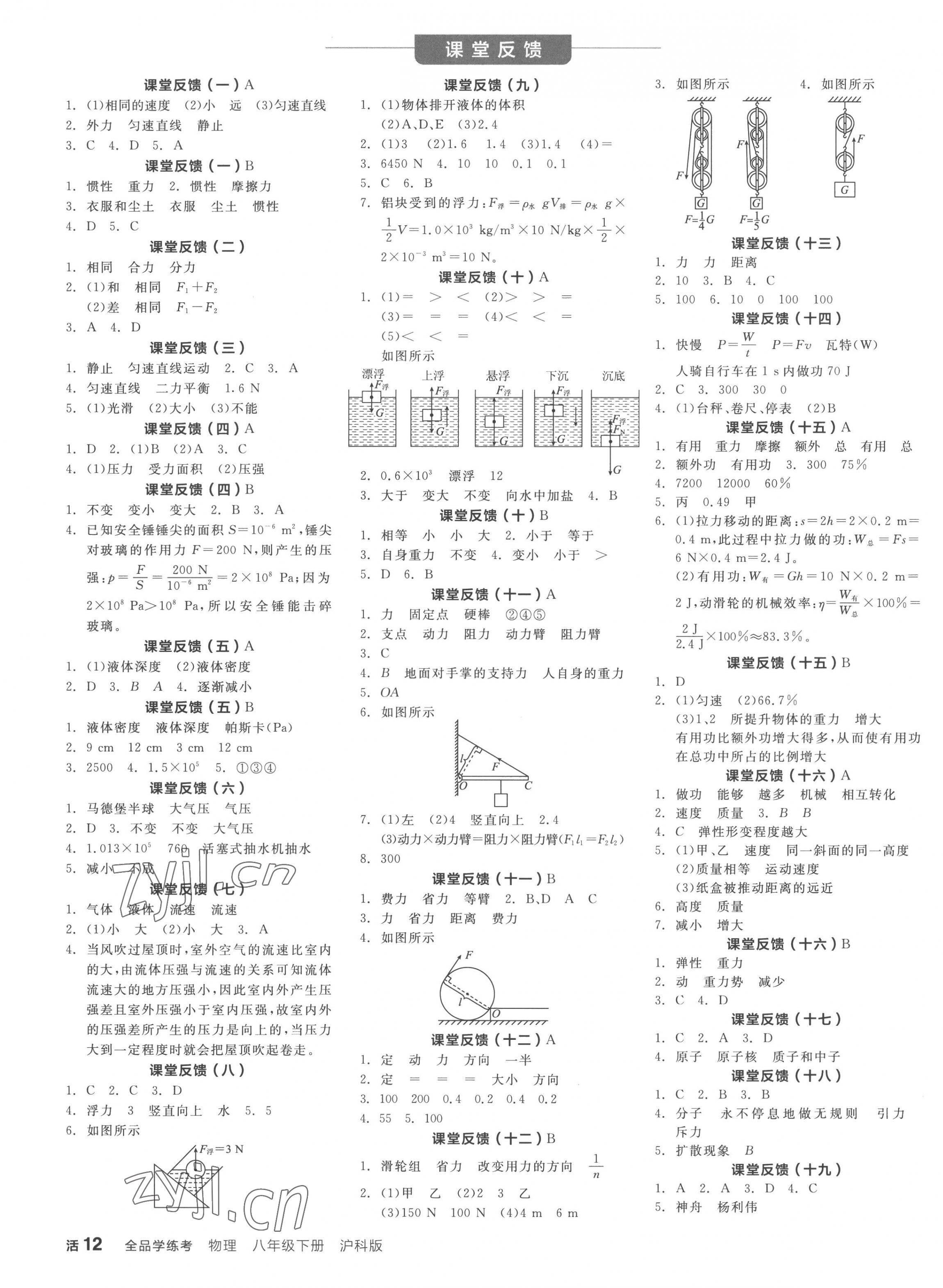 2023年全品學(xué)練考八年級物理下冊滬科版 第3頁