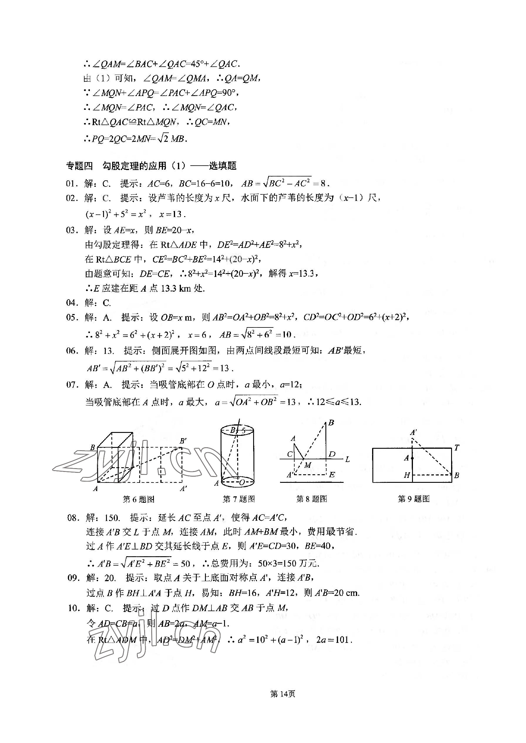 2023年名校学典核心考点武汉出版社八年级数学下册人教版 参考答案第14页