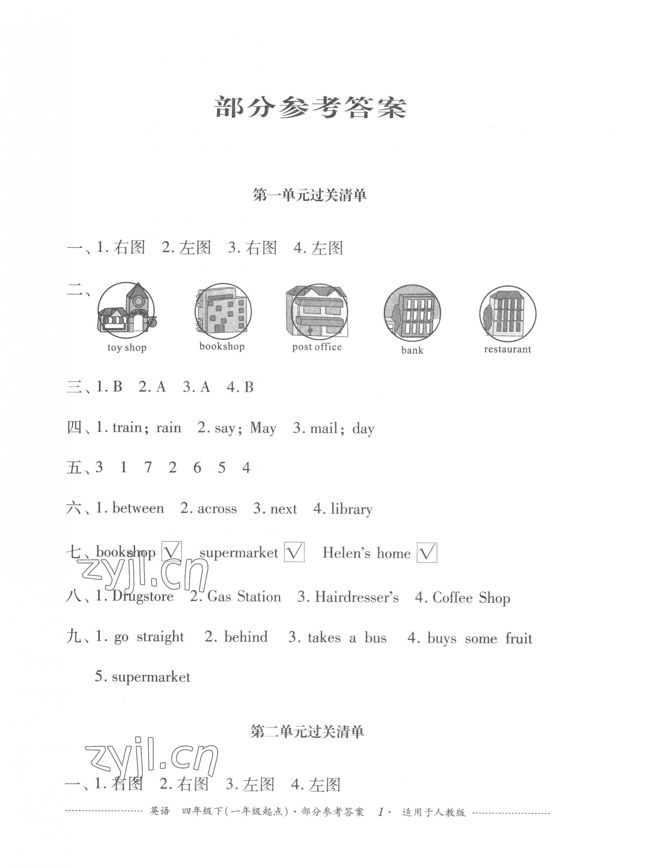 2023年過關(guān)清單四川教育出版社四年級英語下冊人教新起點(diǎn) 第1頁