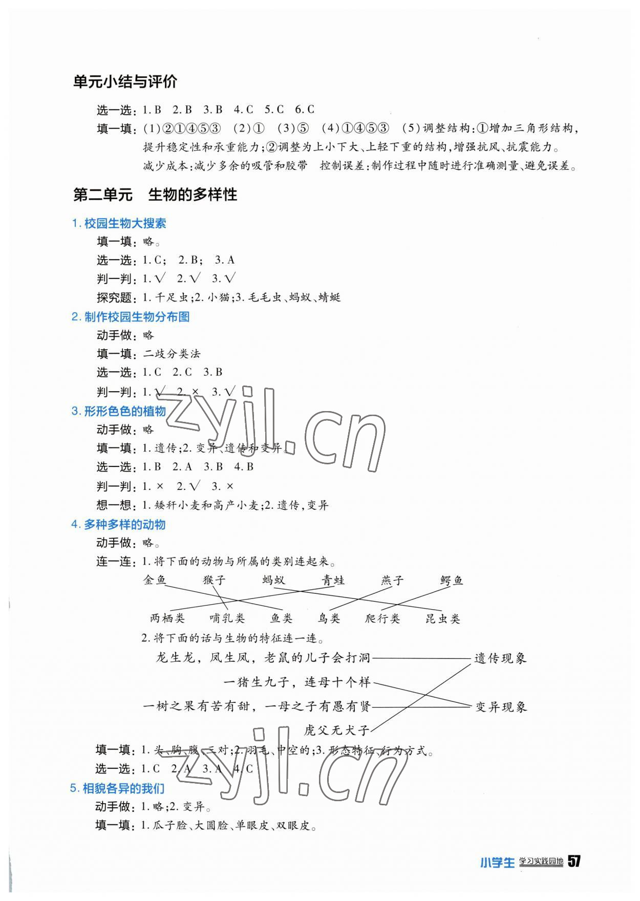 2023年學(xué)習(xí)實(shí)踐園地六年級(jí)科學(xué)下冊(cè)教科版 參考答案第2頁(yè)