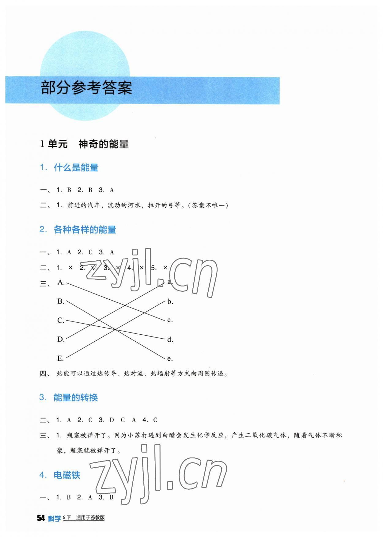 2023年小學(xué)生學(xué)習(xí)實(shí)踐園地六年級科學(xué)下冊蘇教版 參考答案第1頁