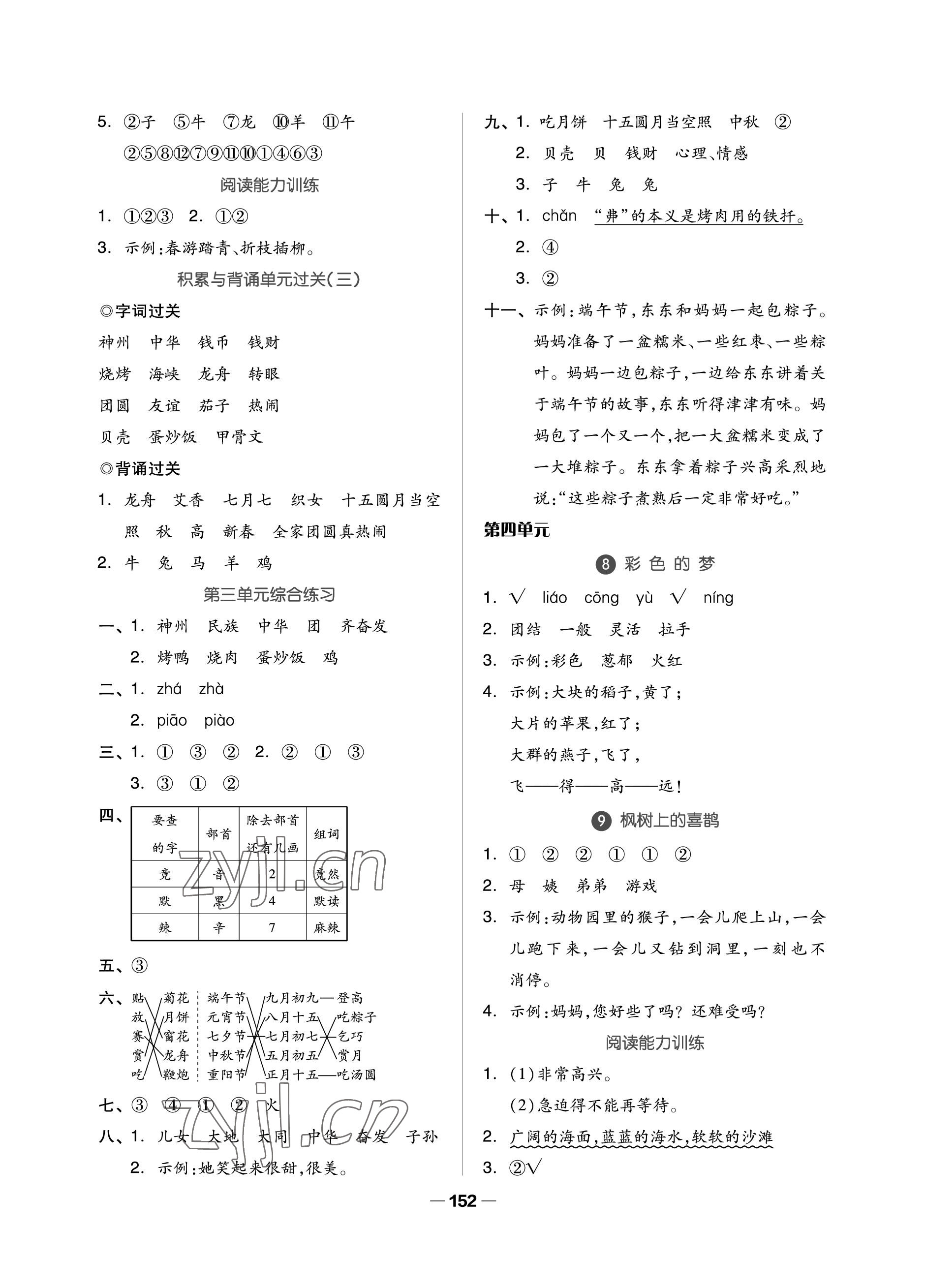 2023年新思維伴你學(xué)單元達(dá)標(biāo)測試卷二年級語文下冊人教版 參考答案第4頁